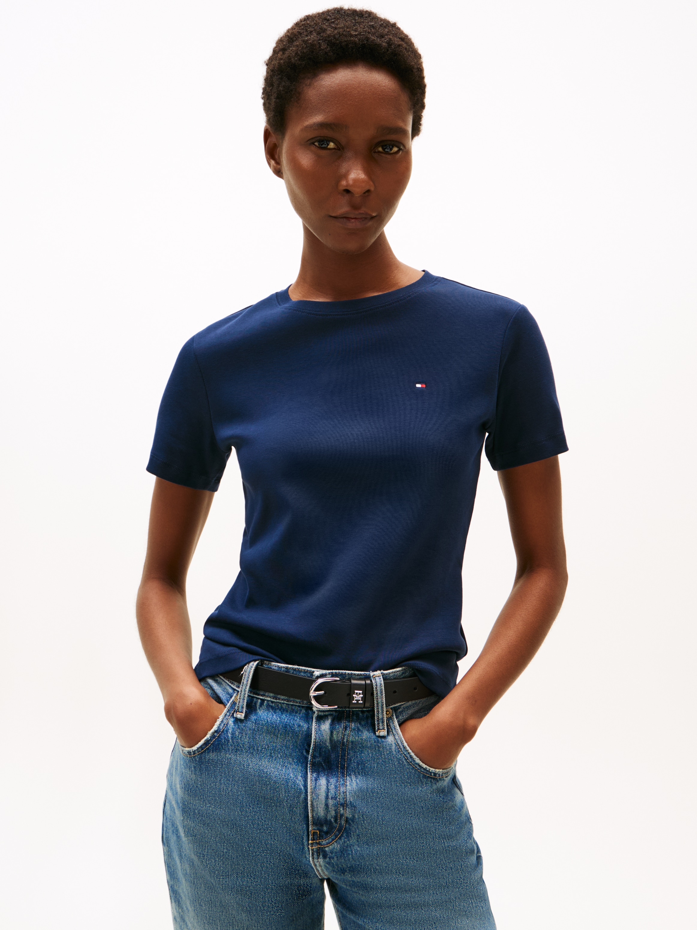 Tommy Hilfiger T-Shirt »SLIM CODY C-NK SS«, mit Logostickerei