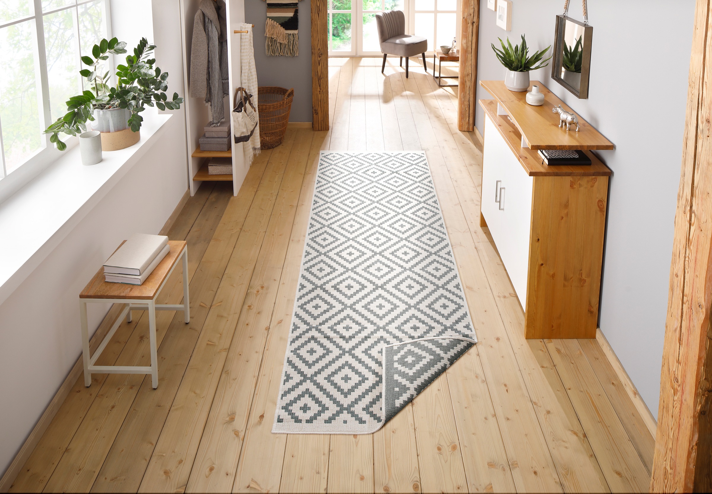 Image of my home Läufer »Ronda«, rechteckig, 5 mm Höhe, In-und Outdoor Teppich, Sisal-Optik, flacher Läufer, Wendeläufer, Wetterfest & UV-beständig, geometrisches Design, Boho, idealer Teppich für Balkon, Terrasse, Wintergarten, Küche, Esszimmer bei Ackermann Vers