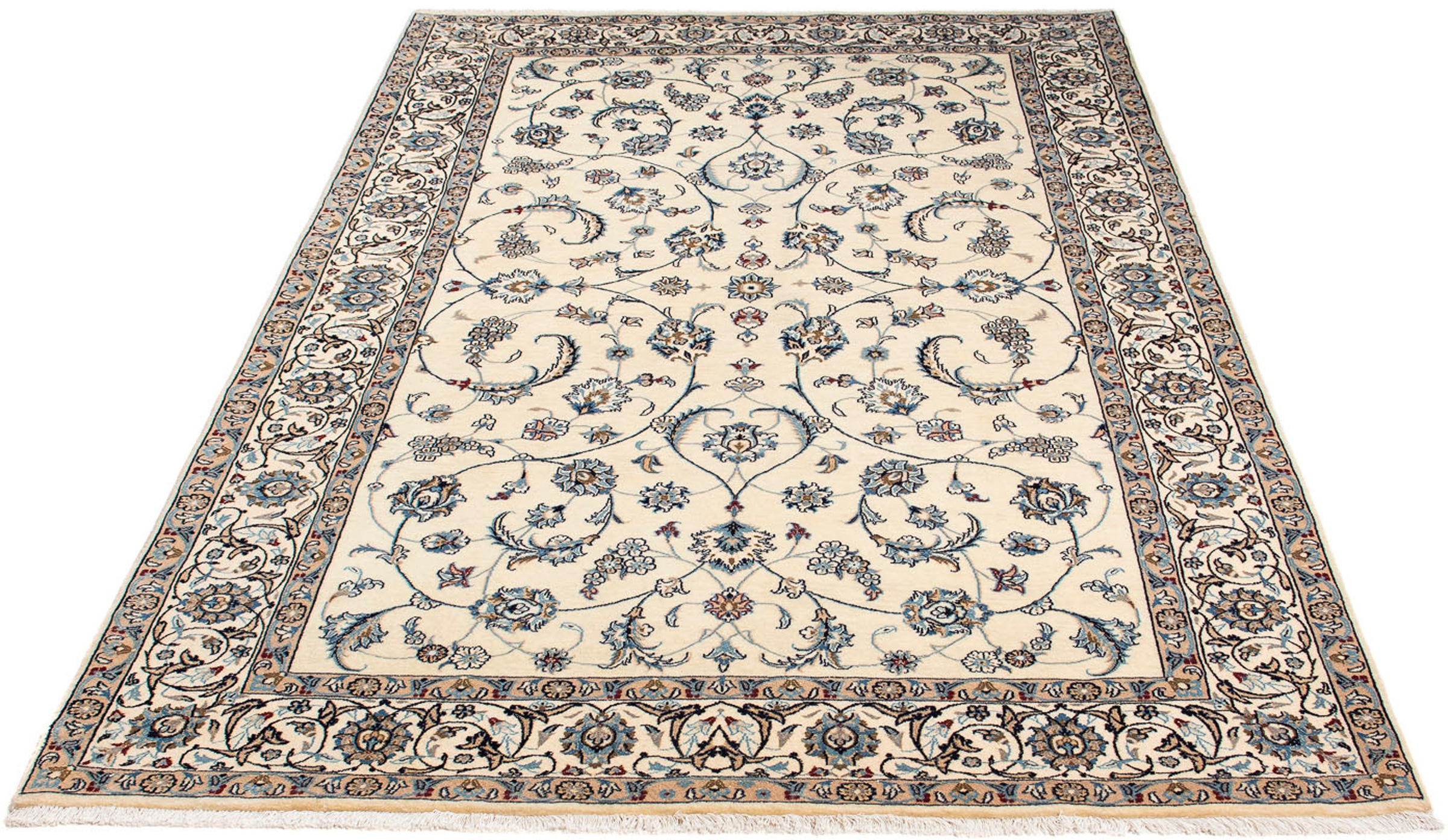 Image of morgenland Orientteppich »Perser - Nain - Premium - 210 x 130 cm - beige«, rechteckig, 6 mm Höhe, Wohnzimmer, Handgeknüpft, Einzelstück mit Zertifikat bei Ackermann Versand Schweiz