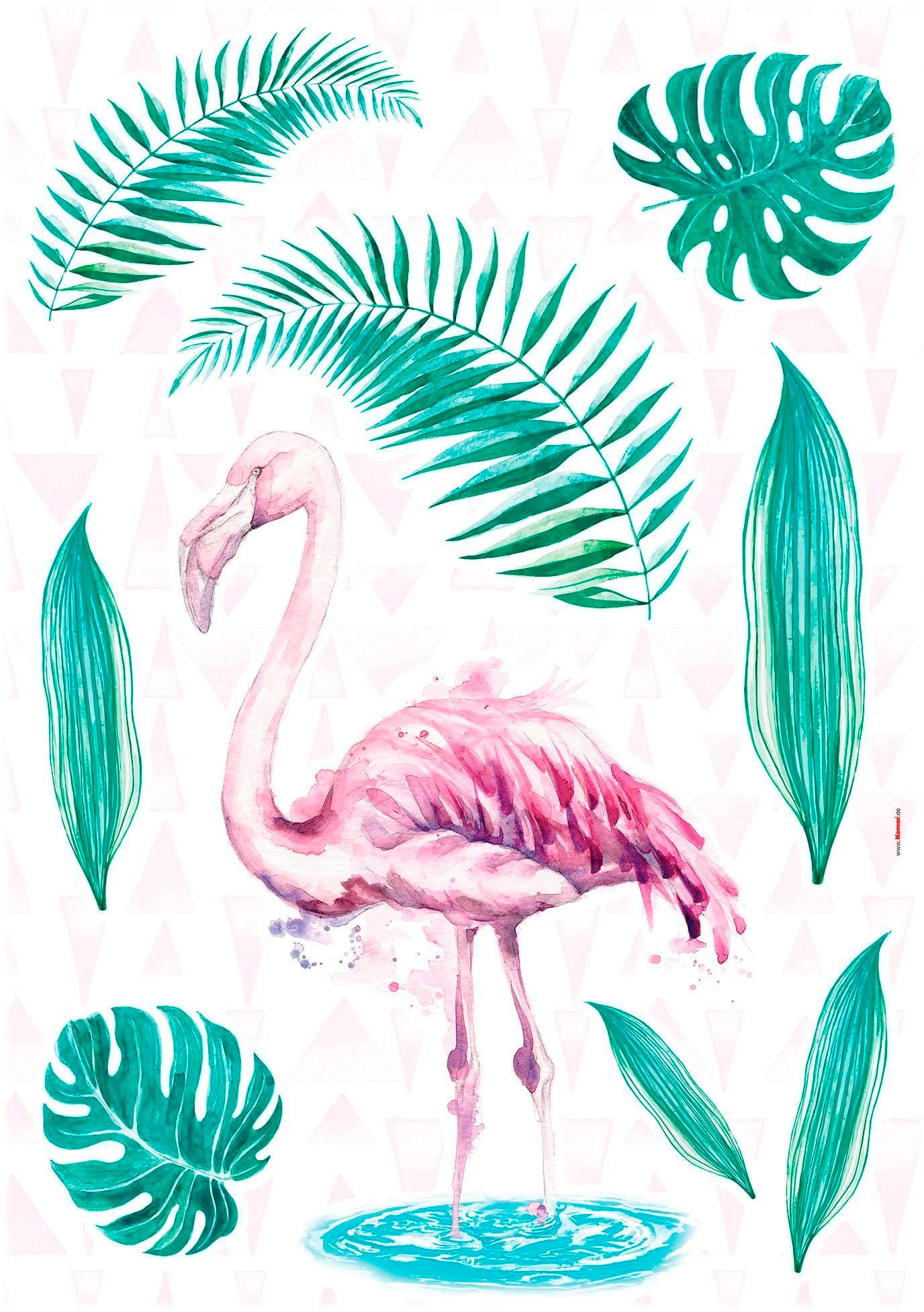 Wandtattoo »Flamingo«, (9 St.), 50x70 cm (Breite x Höhe), selbstklebendes Wandtattoo