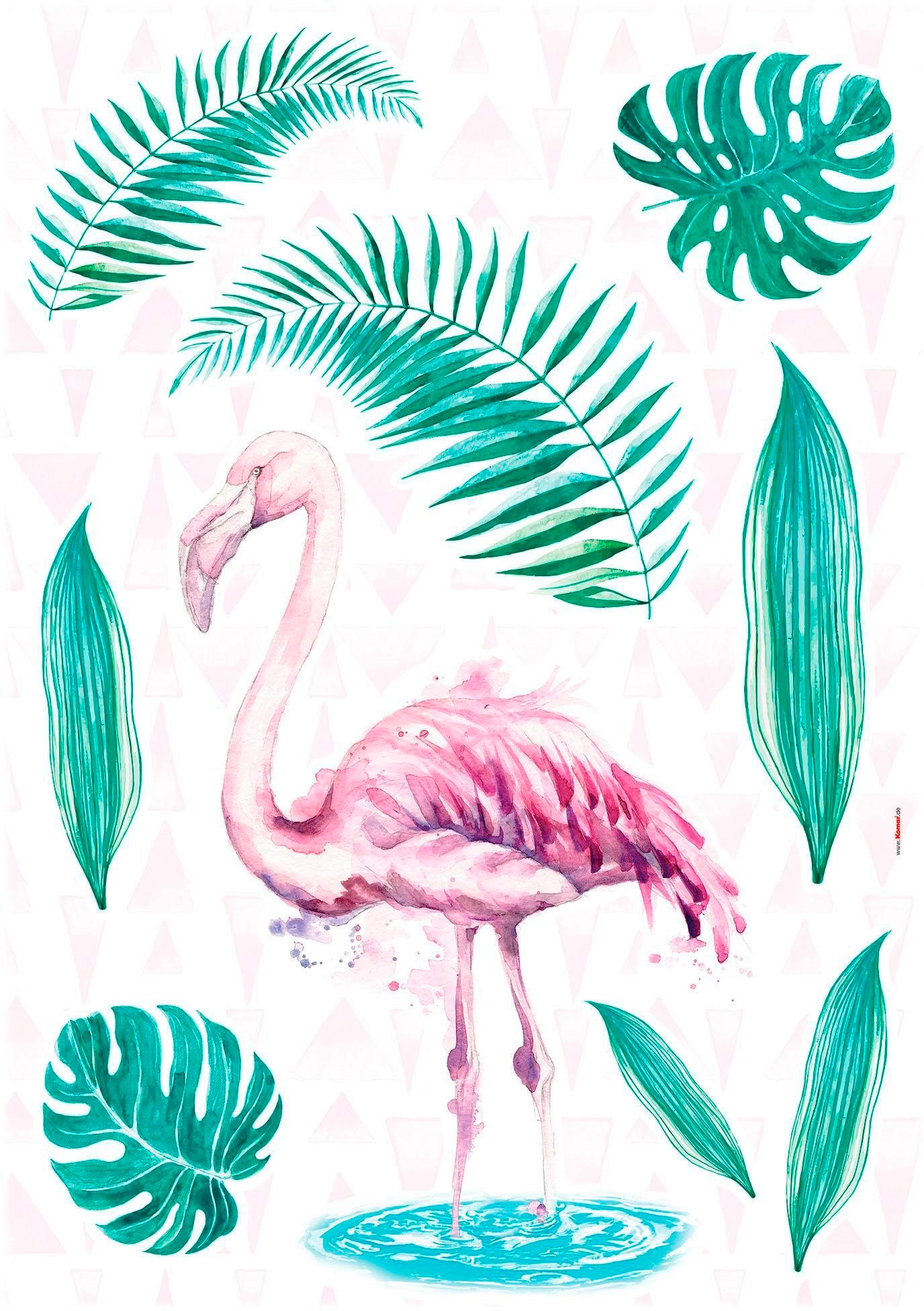 Image of Komar Wandtattoo "Flamingo - Grösse 50 x 70 cm" selbstklebend, Wandsticker