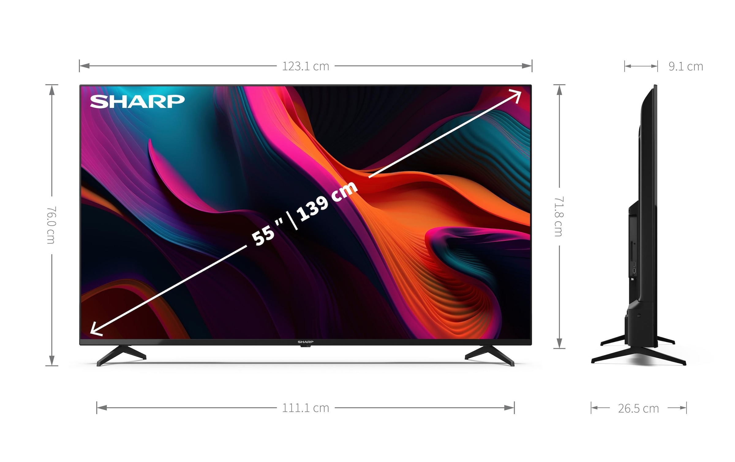 Sharp LED-Fernseher »55GL4260E«, 4K Ultra HD, Google TV