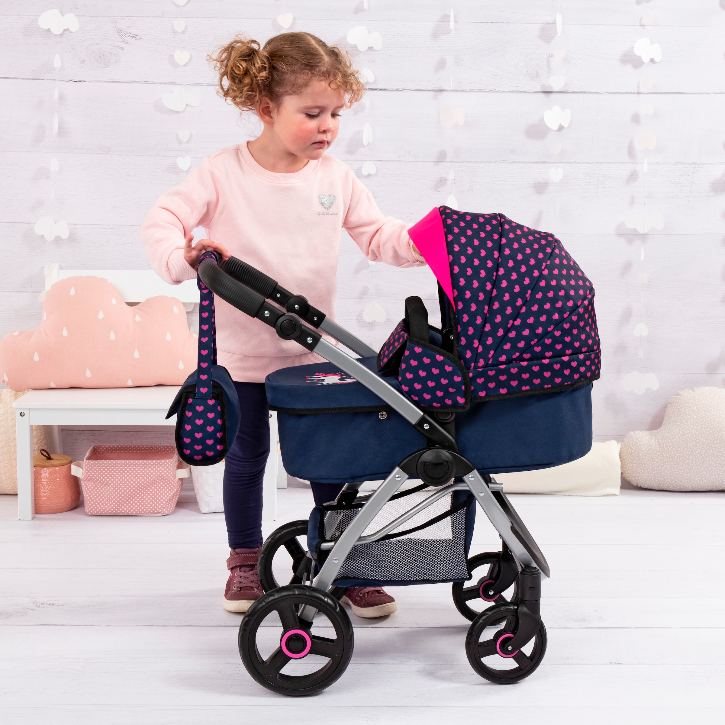 Bayer Kombi-Puppenwagen »City Max blau« mit Wickeltasche