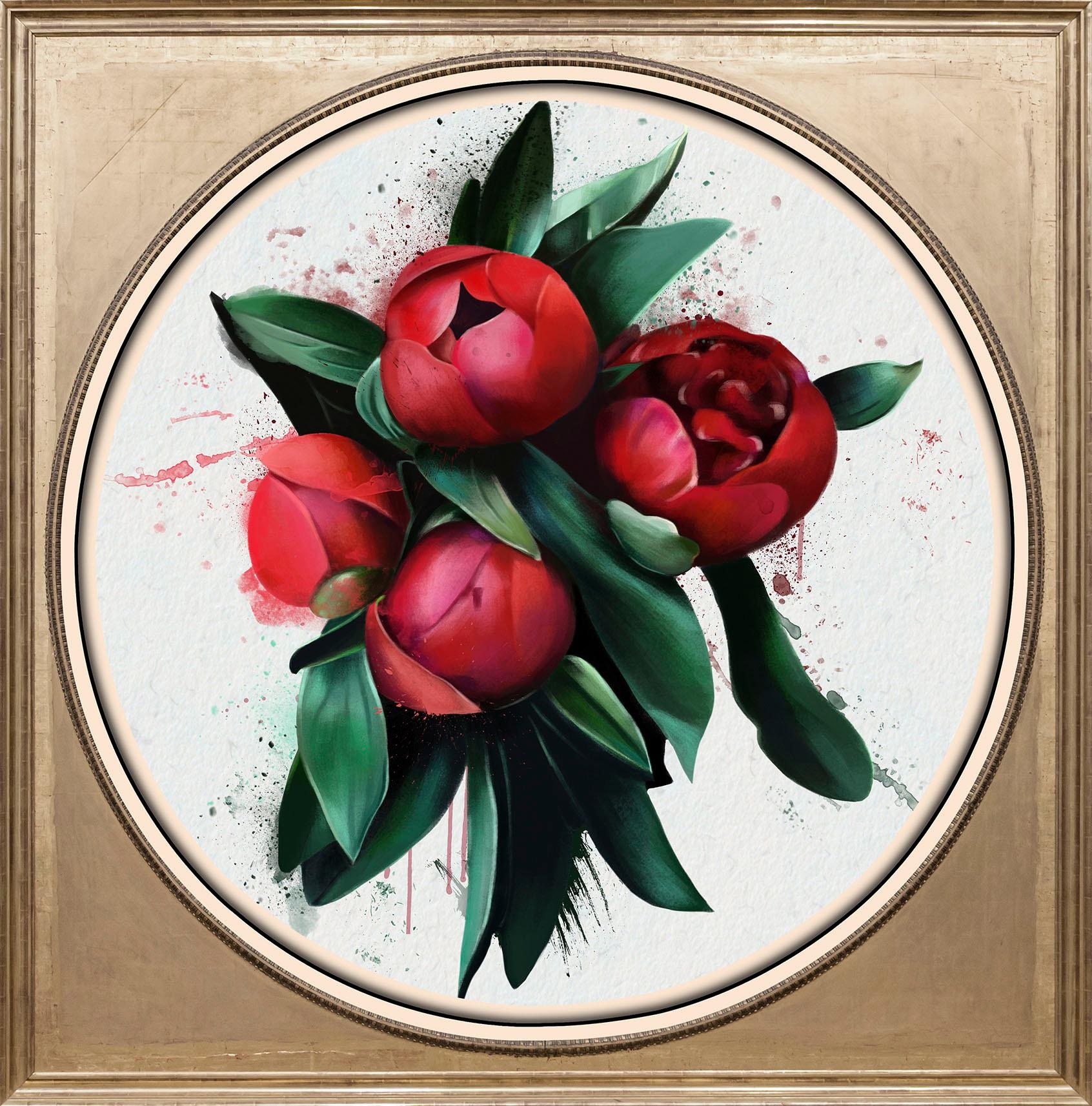 Image of queence Acrylglasbild "Rote Blüte" Blumen Blumenbilder Gemälde Kunst Pflanzen Pflanzenbilder Fine Art-Print in Galeriequalität
