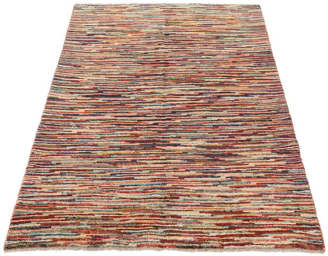 Wollteppich »Streifen Multicolore 166 x 118 cm«, rechteckig, 8 mm Höhe, Handgeknüpft