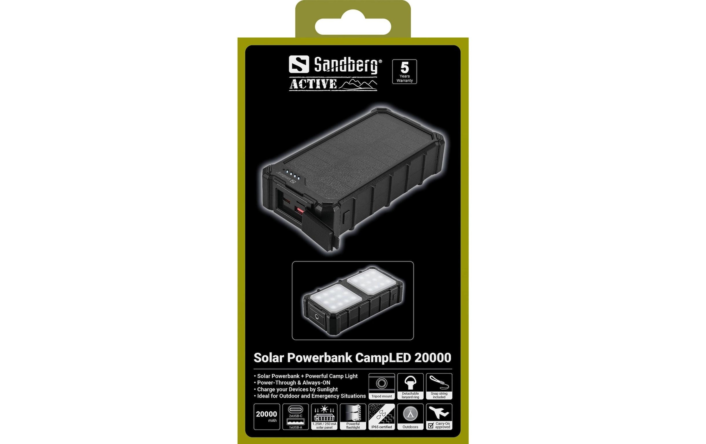 Sandberg Powerbank »Solar CampLED 20000 mAh« Solarpanel
