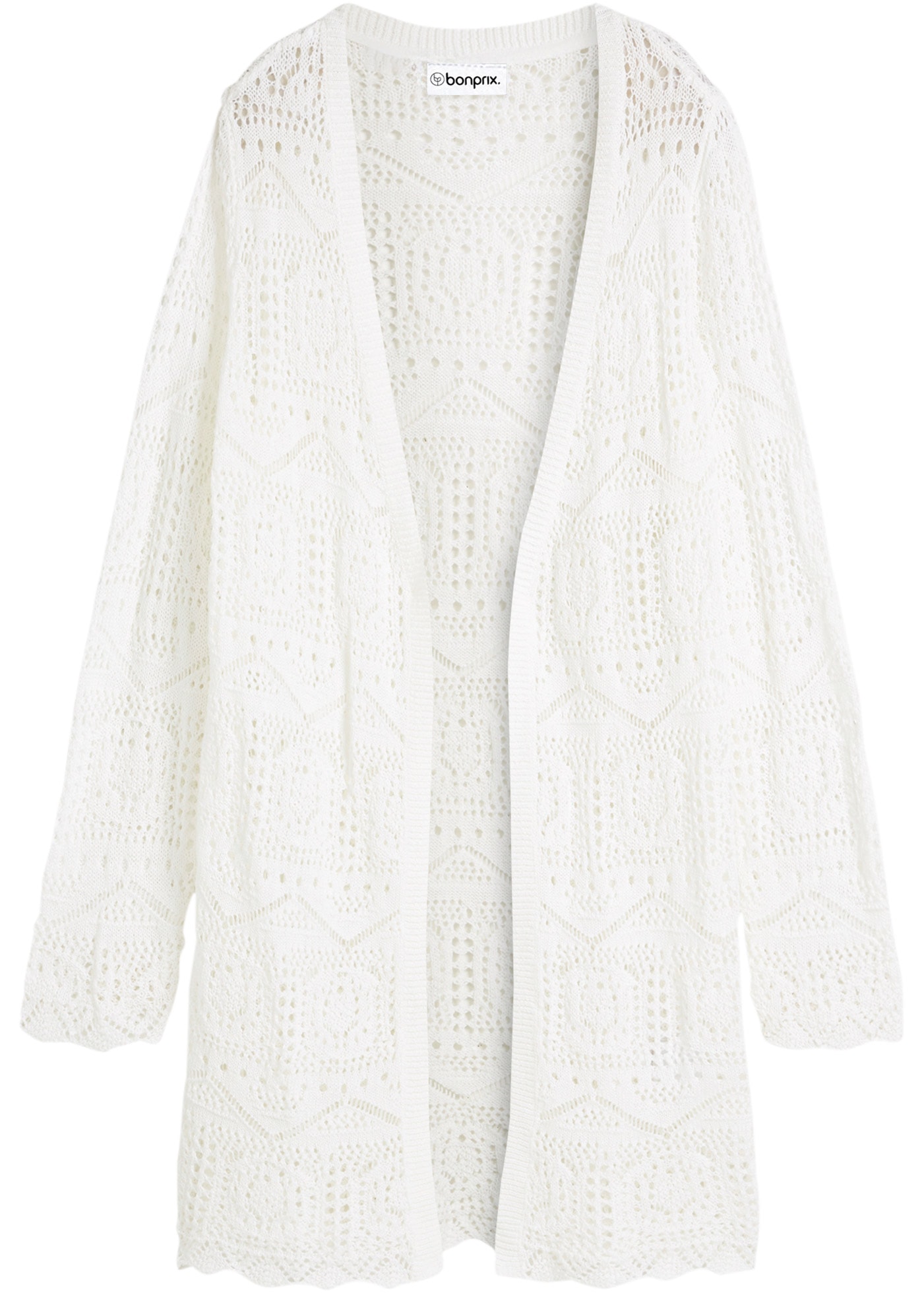 bonprix Cardigan long 1 pièces lockere und offene Passform, mit femininem Lochmuster, casual Stil