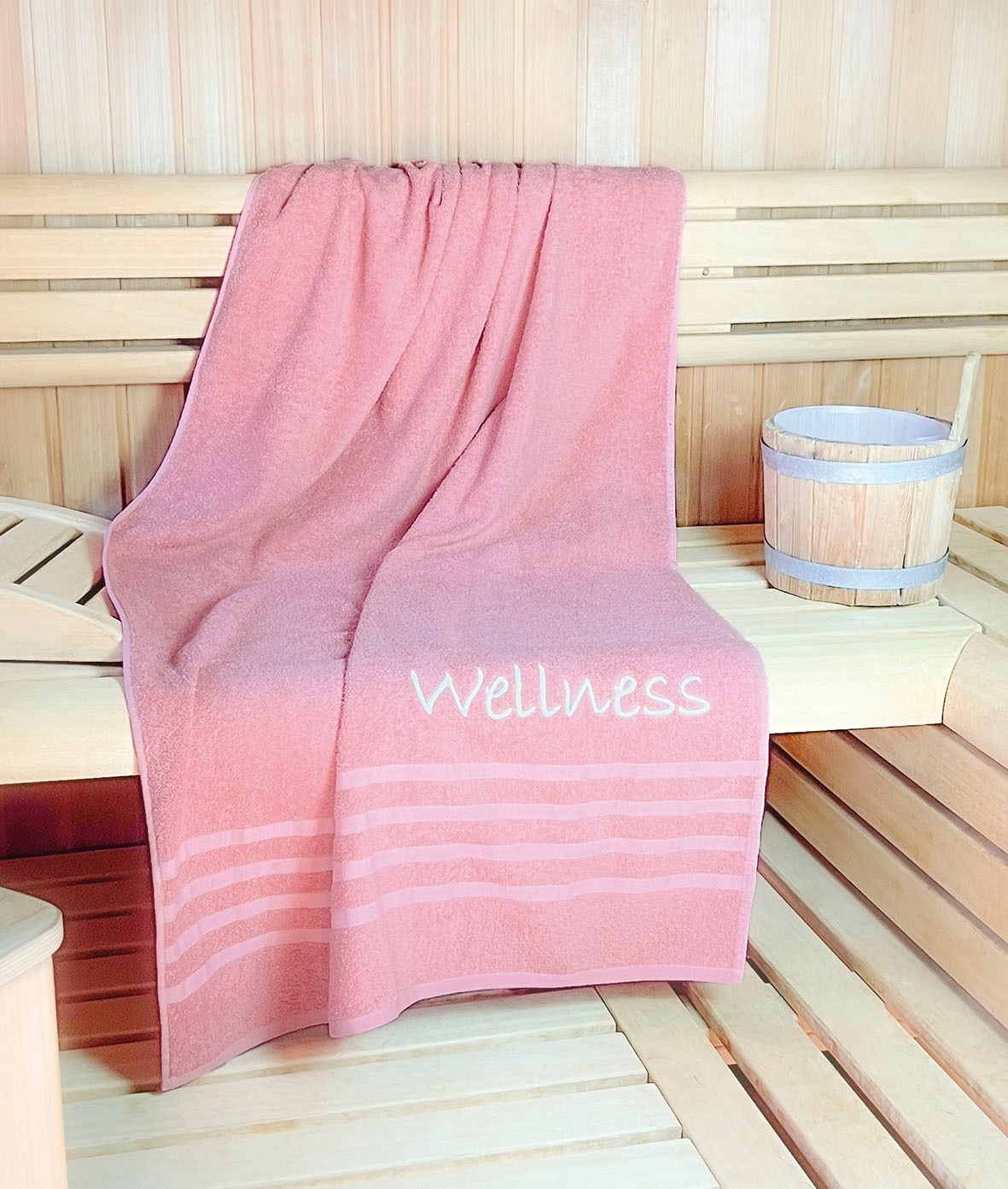 Image of KiNZLER Saunatuch "Wellness, Sauna - Grösse 90/200 cm" leichte Qualität, verschiedenen Designs, auch als 2er Set