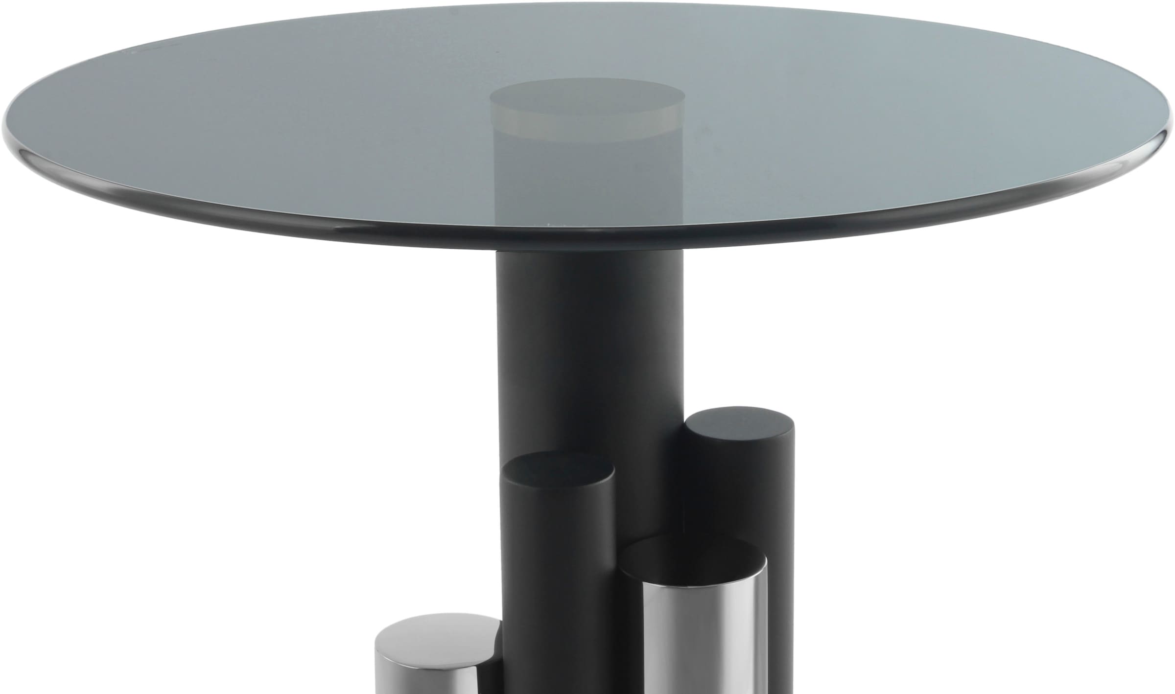 Kayoom Beistelltisch »Ontario 225, Runde Glasplatte aus Sicherheitsglas, 100% Edelstahl«, (1 St.), Modernes Design, zweifarbiges Säulengestell, Eyecatcher Element