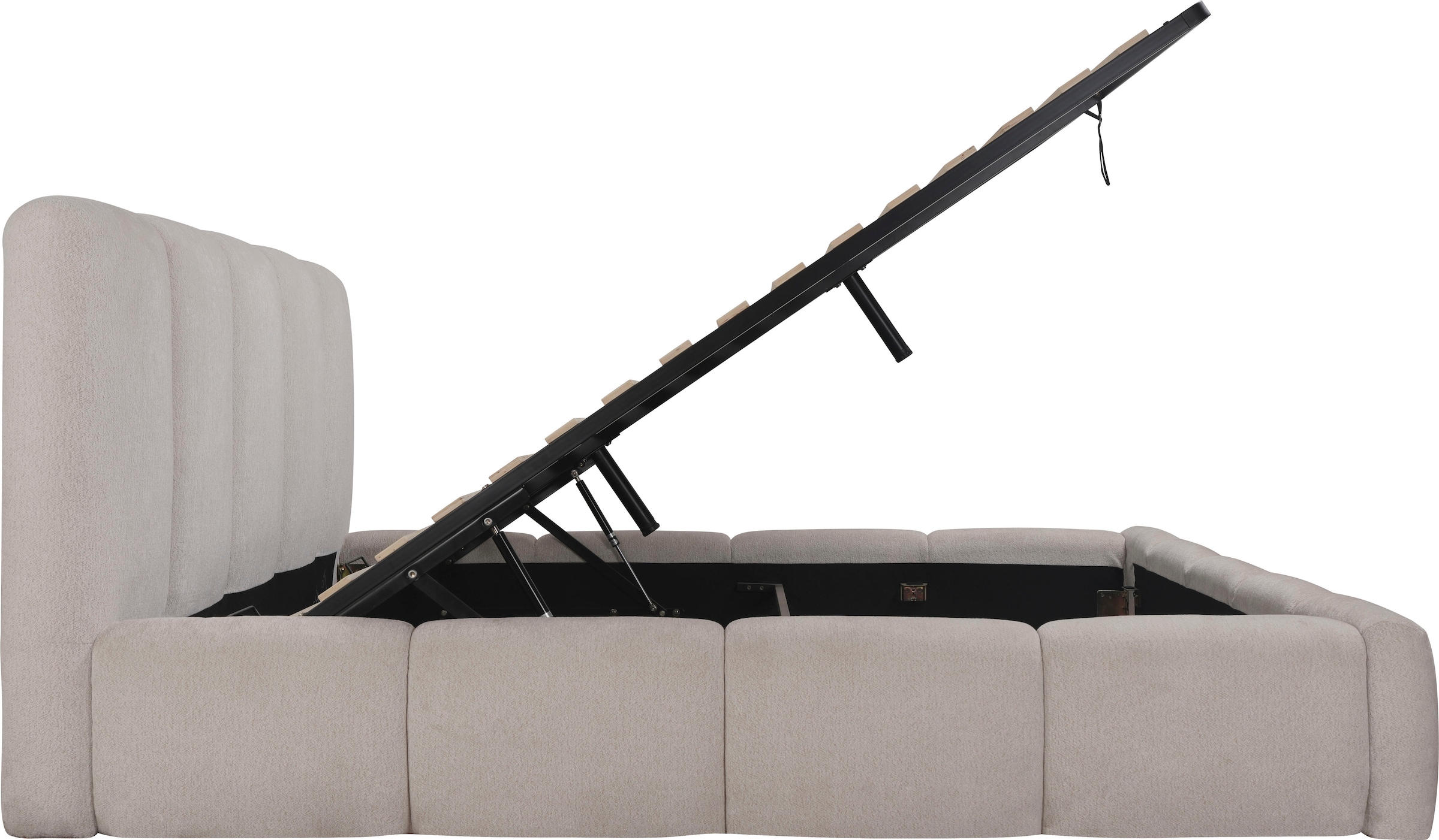 Home affaire Lit rembourré »MERLINDA in der Breite 180cm, inkl. Lattenrost und Bettkasten« gepolstertes Kopfteil und Rahmen, Bezug im Chenillecharakter