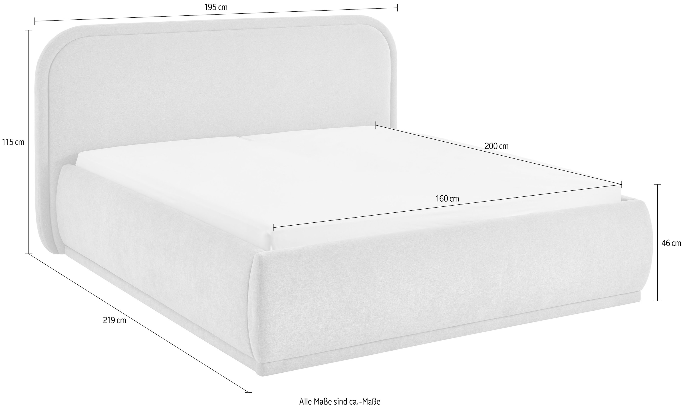 meise.möbel Lit rembourré »SOMA erhältlich in den Breiten 160 & 180cm, wahlweise mit Bettkasten« disponible en plusieurs couleurs