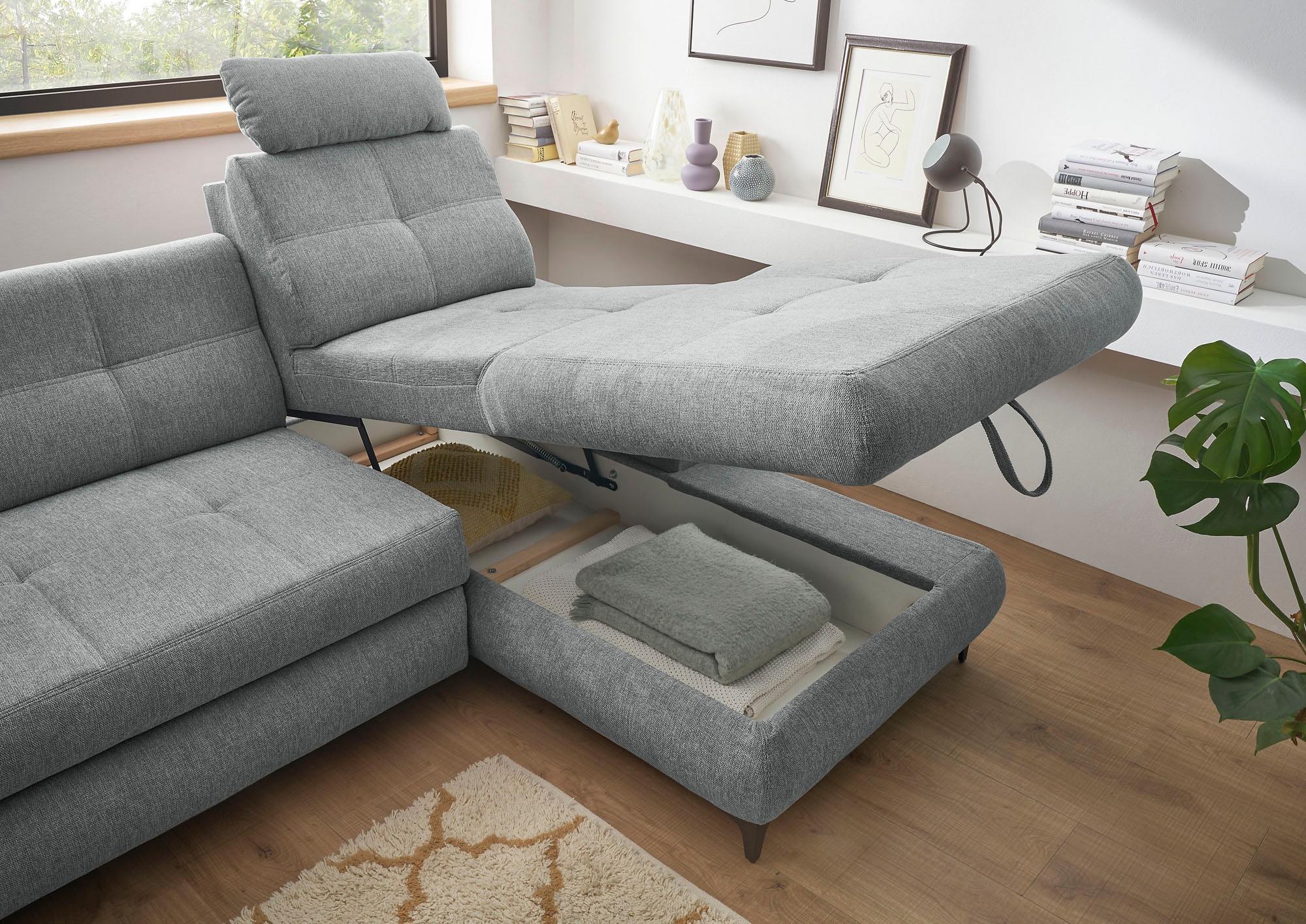 ED EXCITING DESIGN Ecksofa »Altona L-Form«, (2 St.), mit Bettfunktion, Bettkasten, Armteilverstellung & Kopfstützen