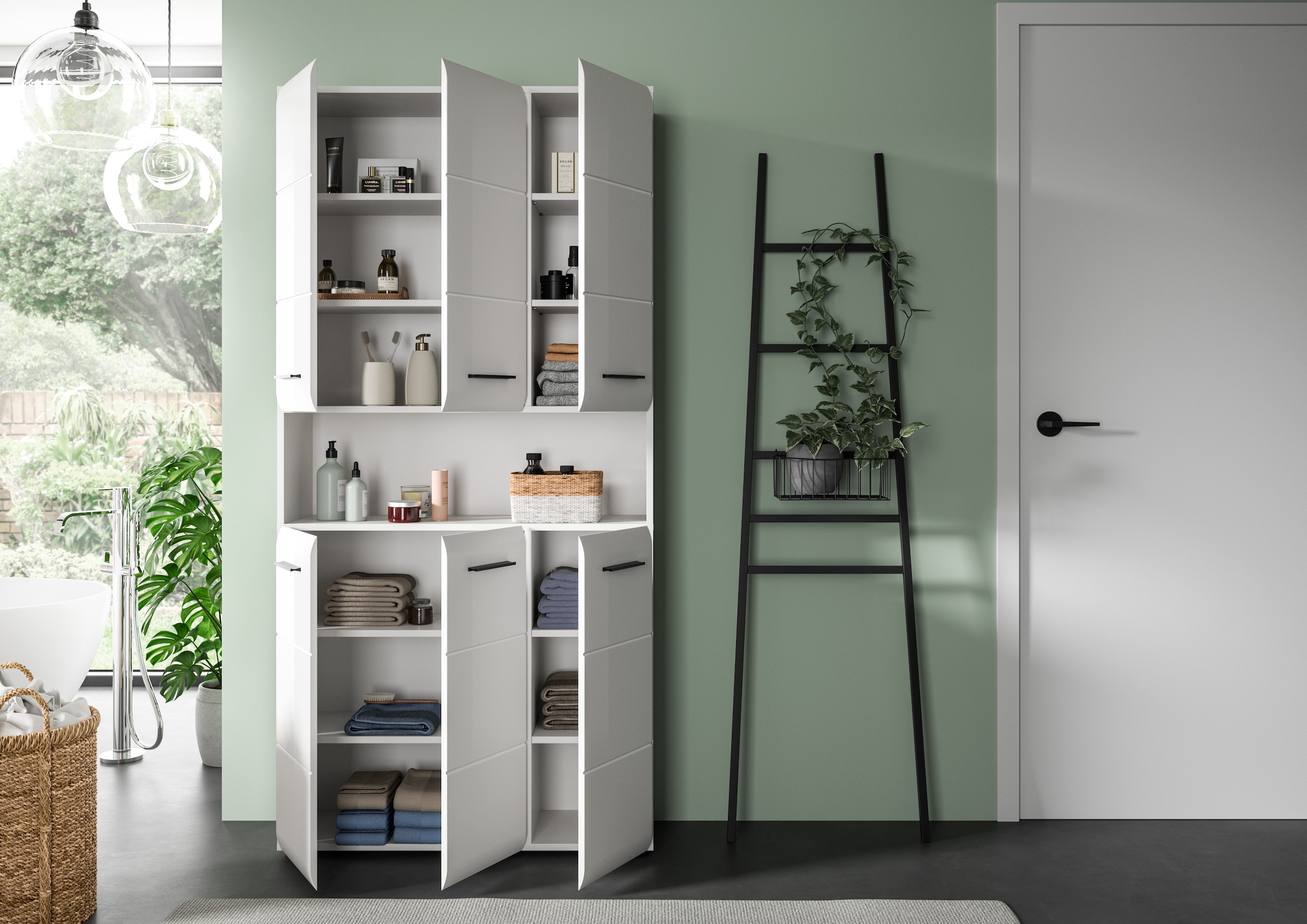 INOSIGN Stauraumschrank 1 Stk. tlg. Florenz, Mehrzweckschrank, Weiss Hochglanz Tiefzieh, 13 Fächer