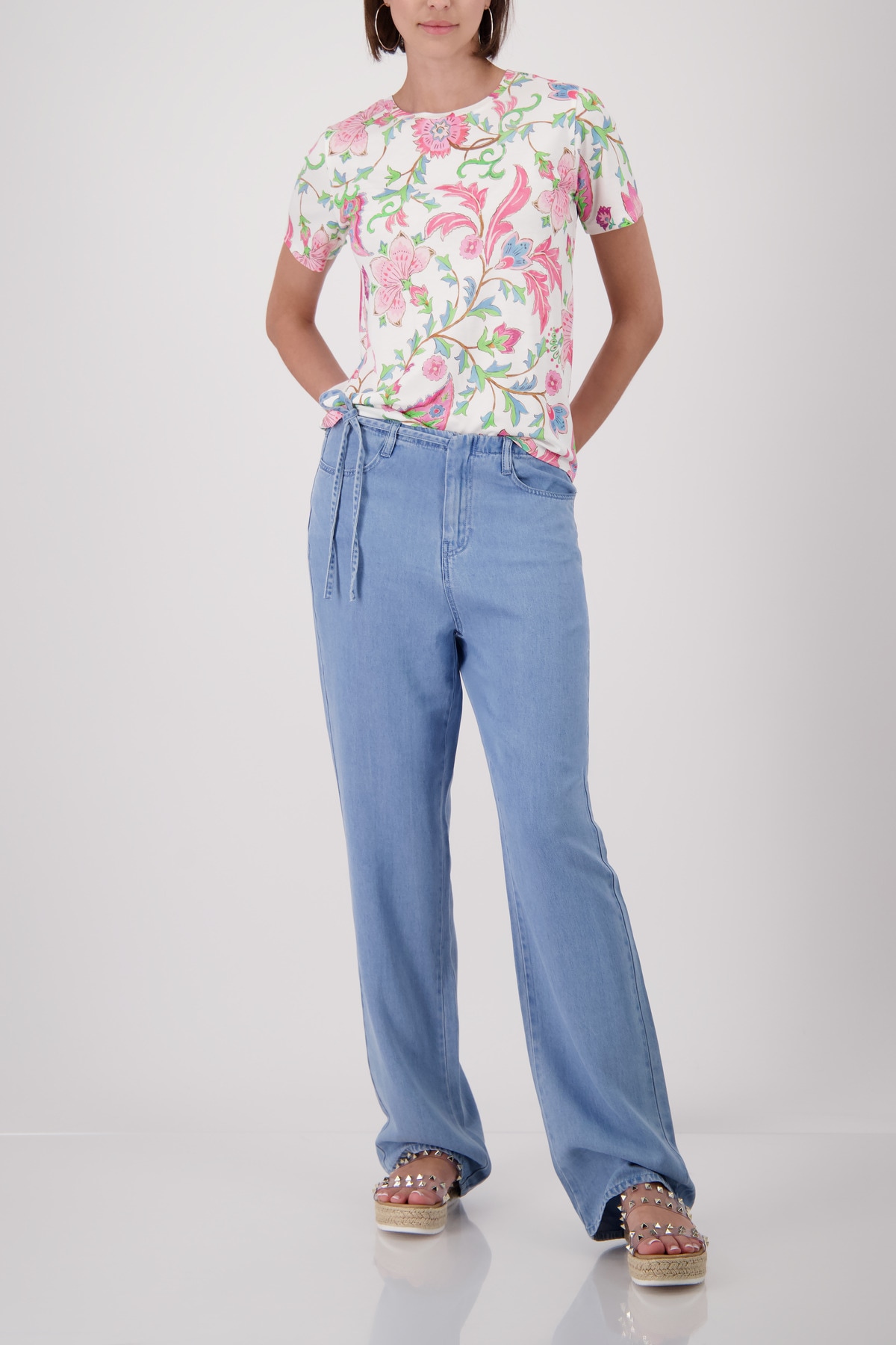 Monari Shirt à col rond »Shirt Blumendruck allover« avec imprimé floral