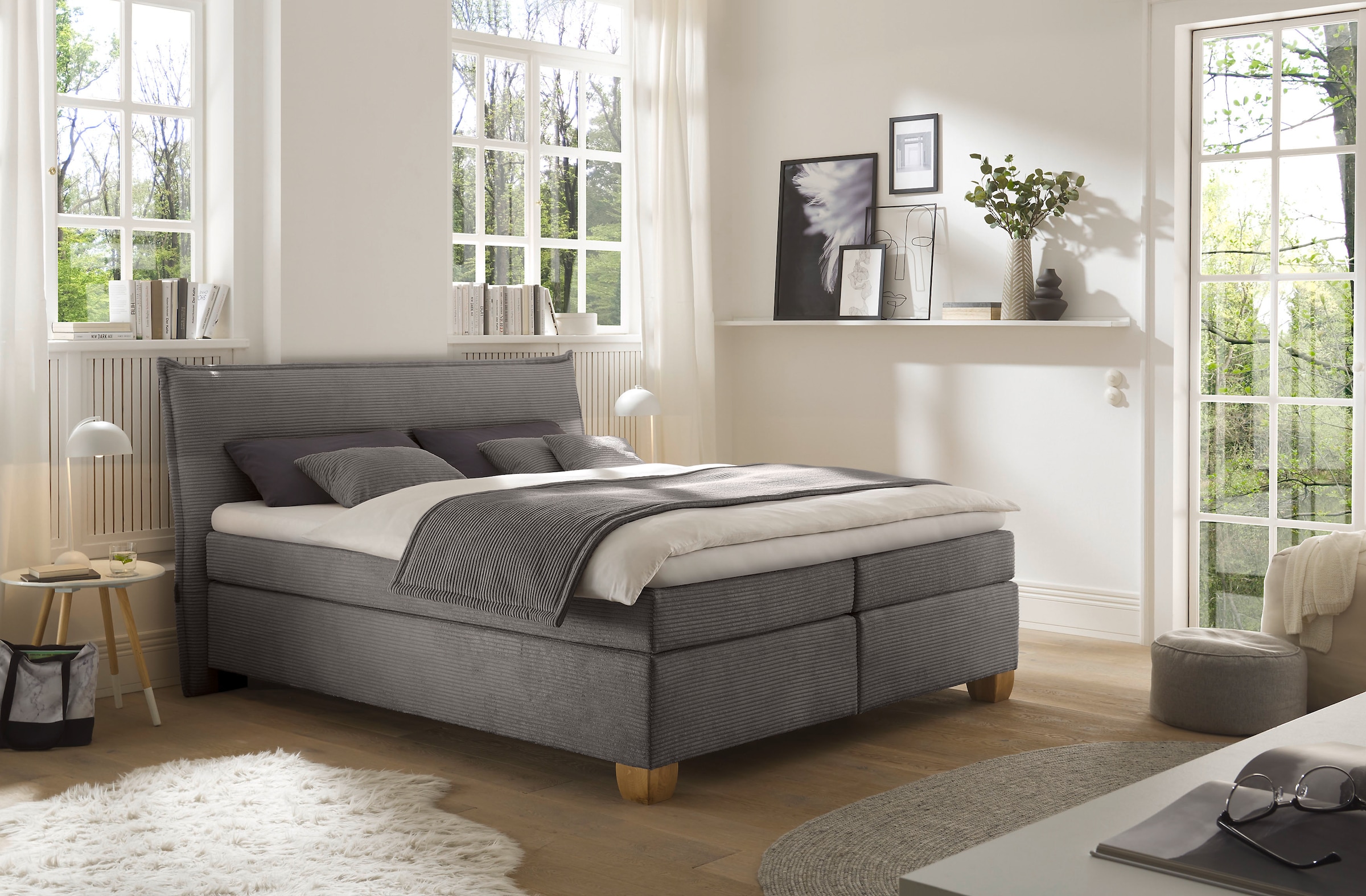 hapo Boxspringbett »Hana, in verschiedenen Breiten und Härtegraden erhältlich« Bett mit samtartigem Stoff bezogen, inkl. Topper