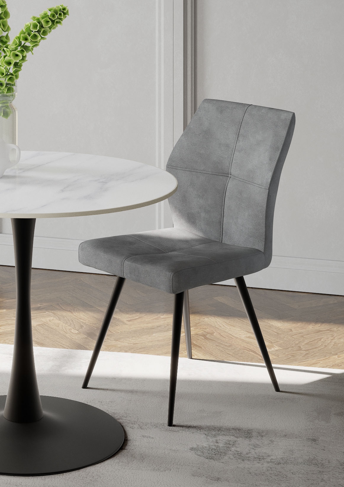 HELA 4-Fussstuhl »ALLY« (Set) 2 Stk. Microfaser VINTAGE | Polyester 4-Fuss, 360° drehbar, gepolstert, Vintage Velvet mit Steppnähten