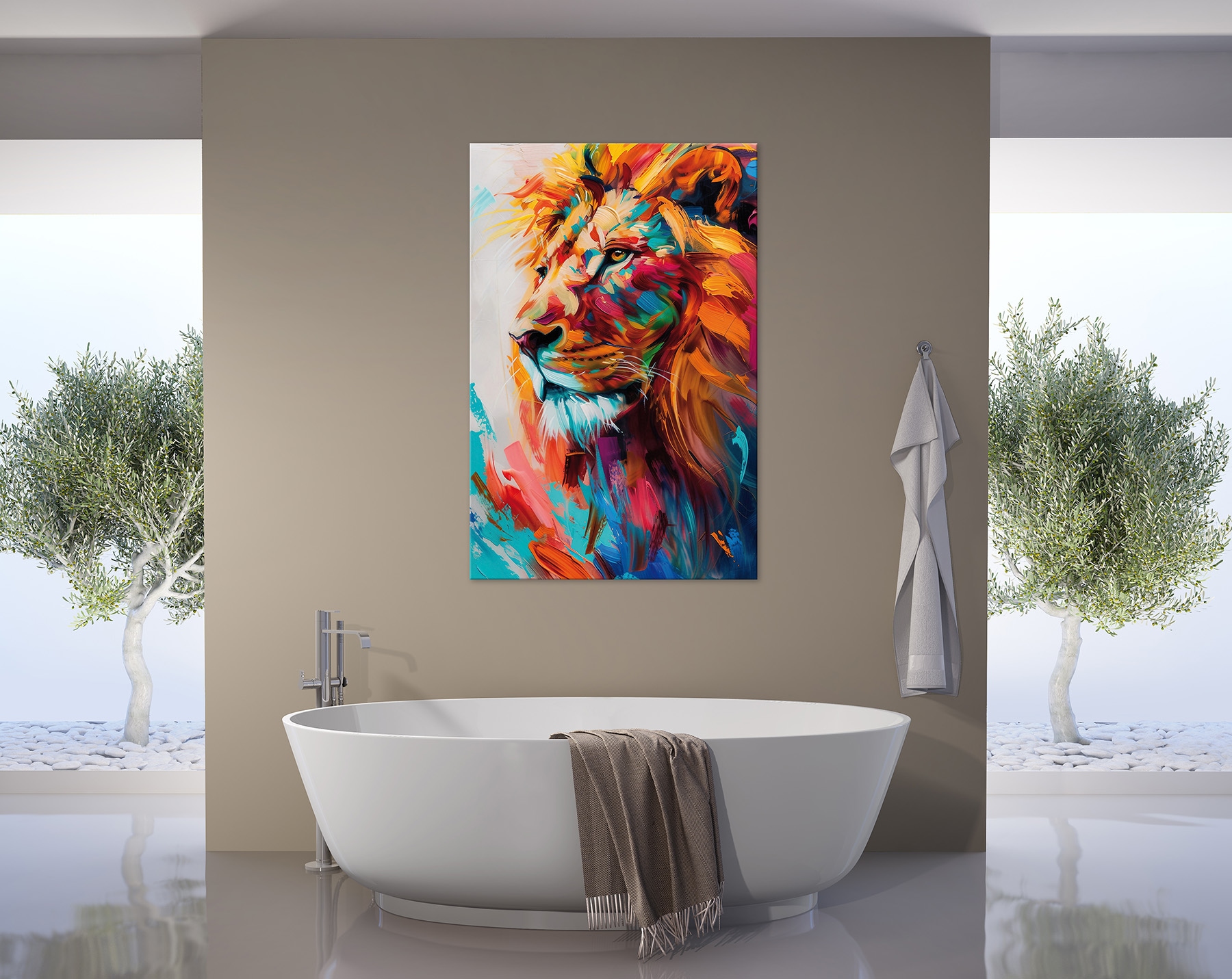 Bönninghoff Leinwandbild »Wandbild BUNTER LÖWE 78x118 cm – Leinwandbild Keilrahmen Deko modern« Kunst | Löwe | Löwen | Pop Art | Raubkatzen | Tiere 1 Stk. tlg. auf Keilrahmen gespannt