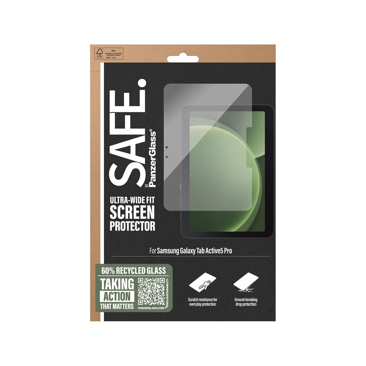SAFE by PanzerGlass Displayschutzglas »Ultra-Wide Fit Screen Protector für Samsung Galaxy Tab Active5 Pro«, für Samsung Galaxy Tab Active5 Pro, Displayschutzfolie, Schutzfolie, Bildschirmschutz, kratz- & stossfest