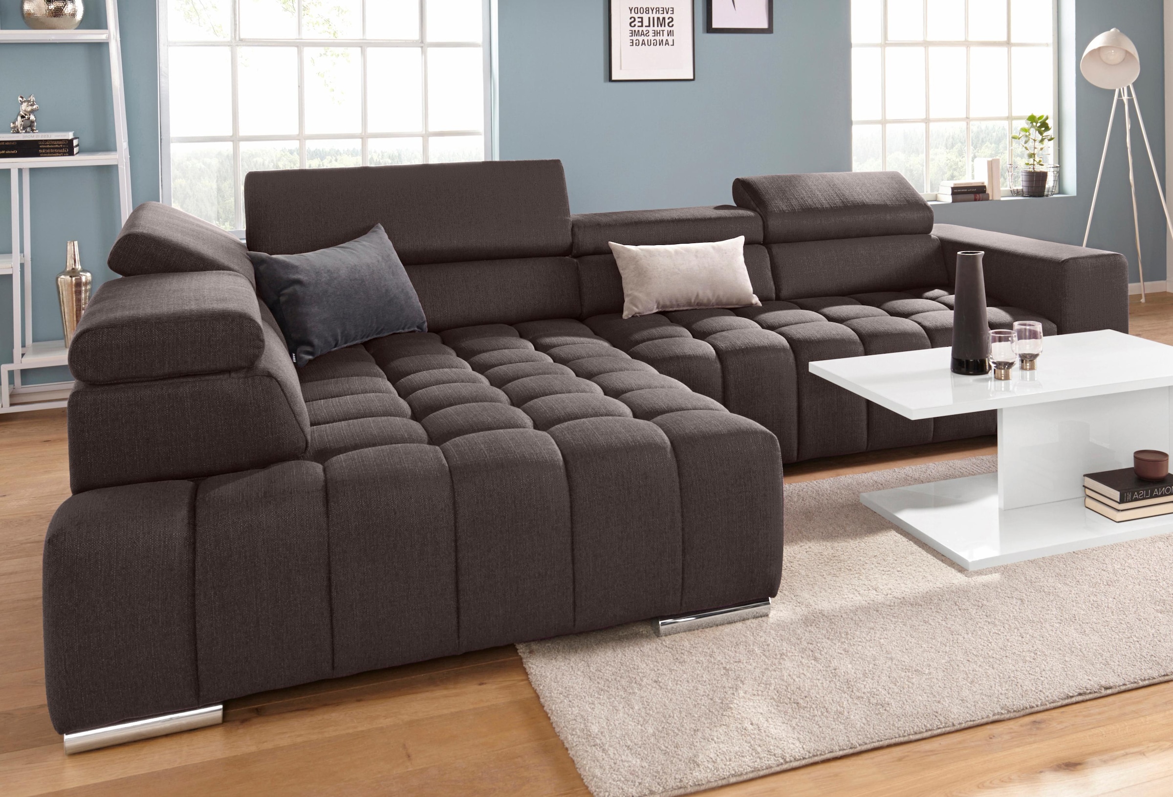 Image of exxpo - sofa fashion Ecksofa "Elias, Kopfteilverstellung, Kreuzsteppung im Sitz, bequem, L-Form" mit Kopf- bzw. Rückenverstellung, wahlweise mit Bettfunktion
