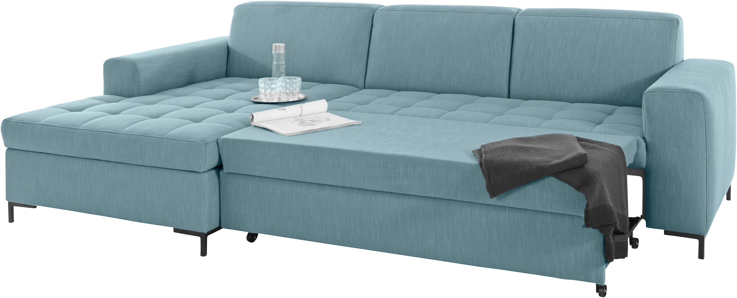 GOODproduct Ecksofa »Grazzo L-Form«, hochwertige Stoffe aus recyceltem Material, Steppung im Sitzbereich