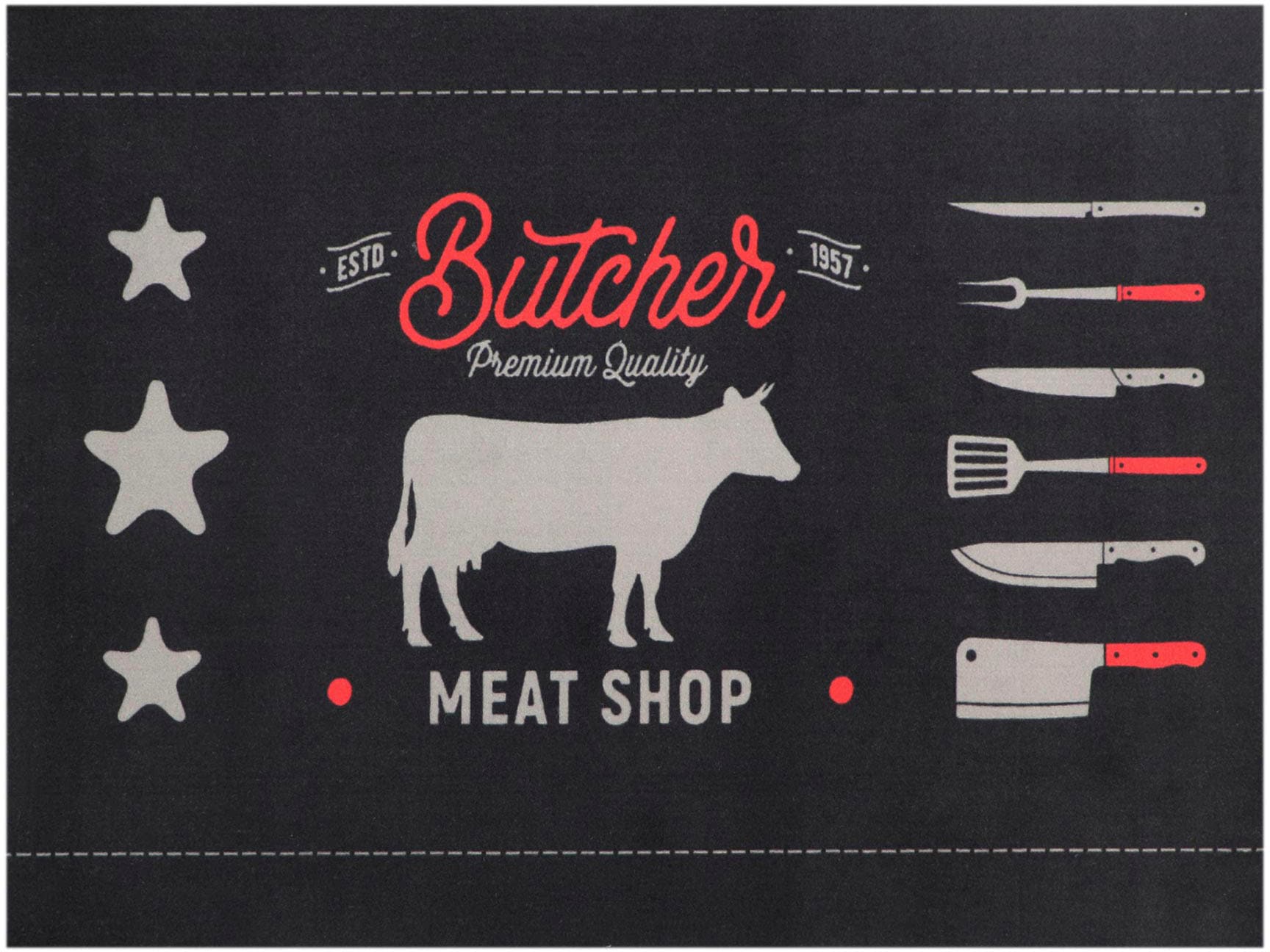 Image of Primaflor-Ideen in Textil Fussmatte "BBQ Grillunterlage BEEF, Made in Belgium" rechteckig 5 mm Höhe Grillmatte ideal als Bodenschutz, ruschhemmend, waschbar