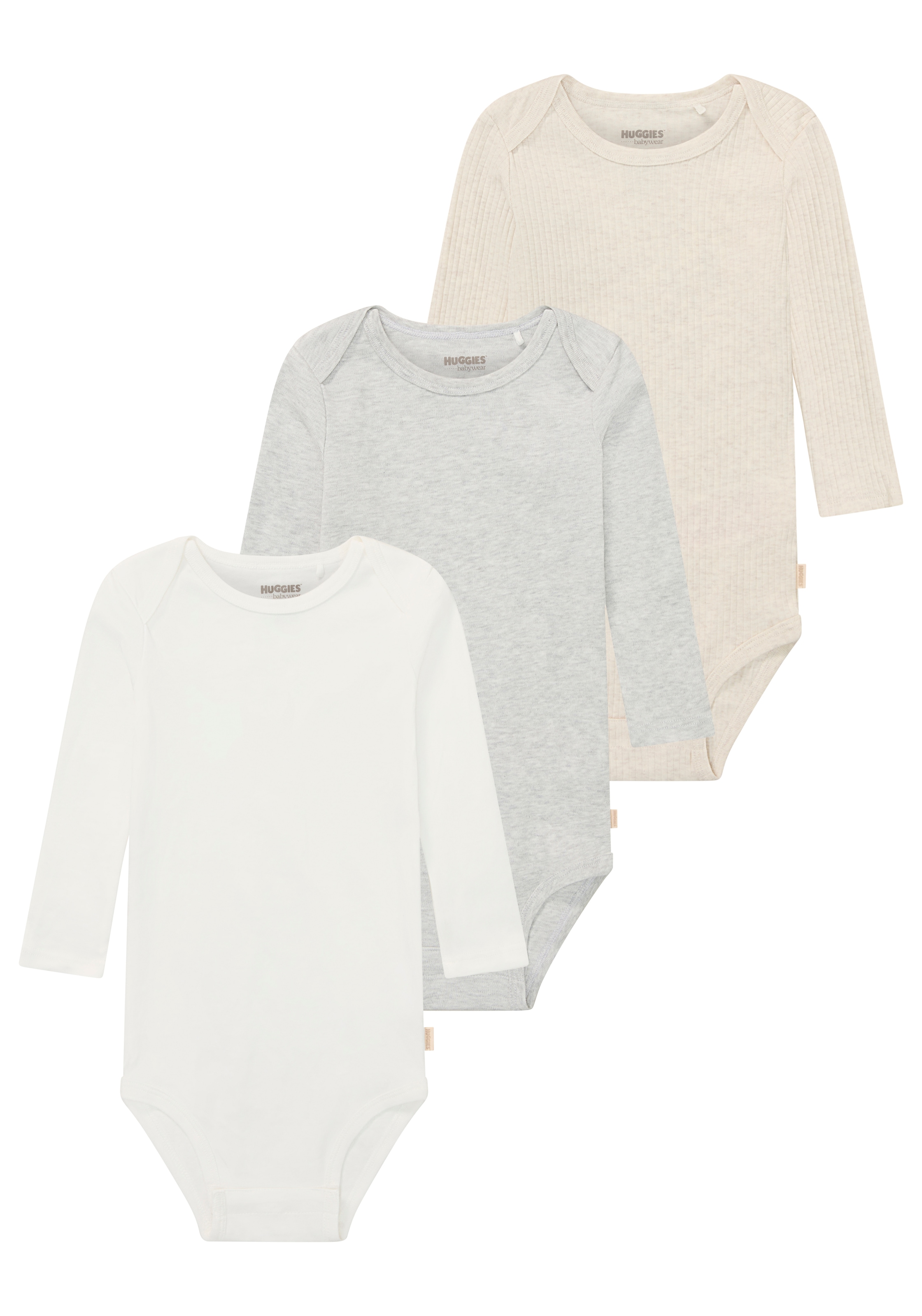 HUGGIES babywear Body à manches longues »HUGB 3PK BODYSUIT« Packung, 3 cuis 3er-Pack, in Ripp-Optik
