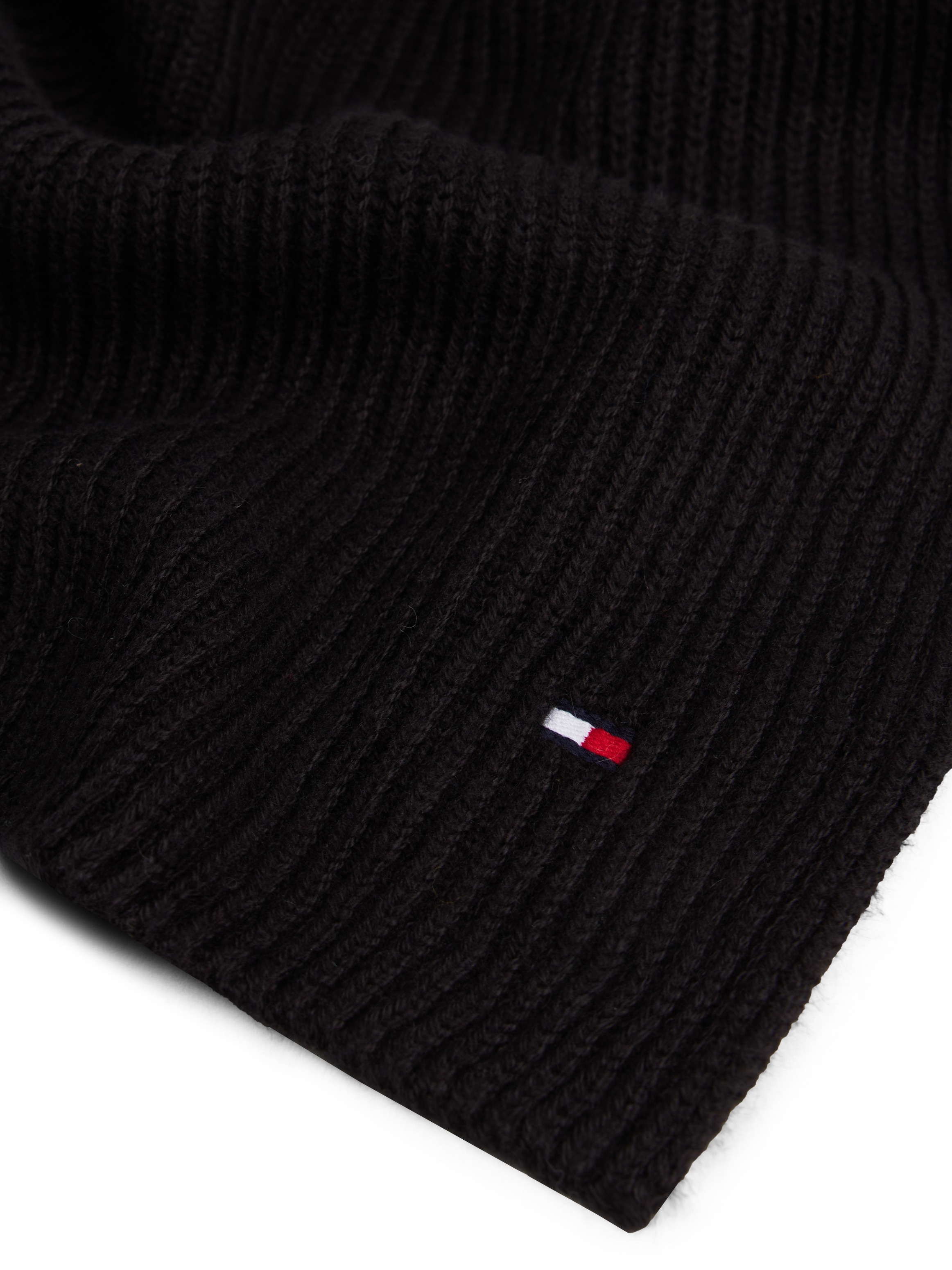 Tommy Hilfiger Écharpe tricotée »TH FLAG PIMA COTTON CASH SCARF« avec broderie logo, avec une part de cachemire Unisexe