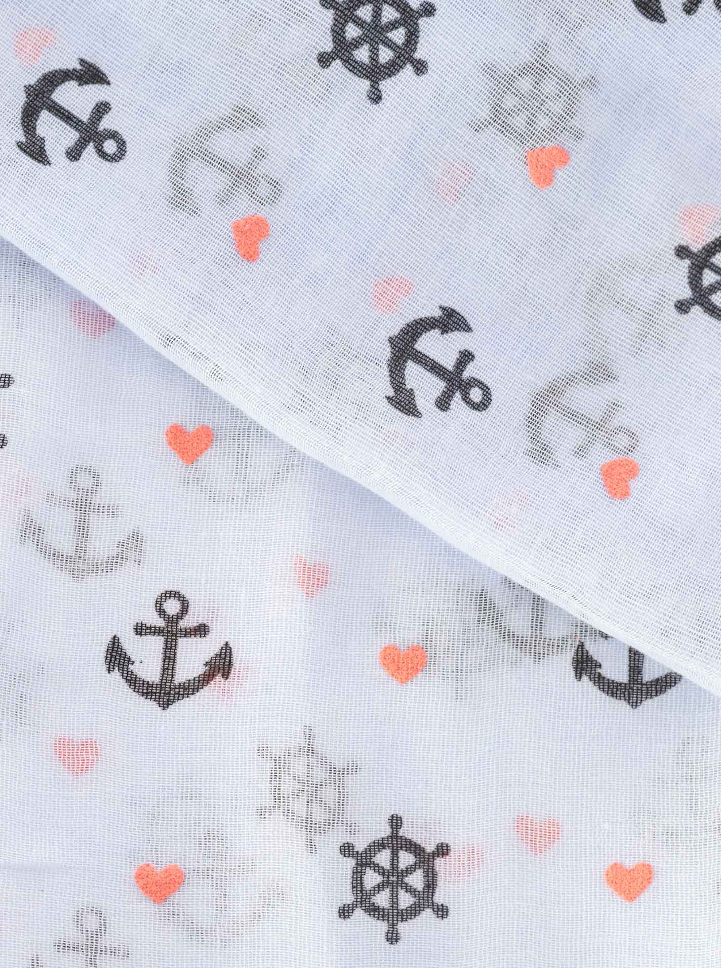 Zwillingsherz Schal ""Anker"" Ankermotiv, leichter Stoff, maritimer Look