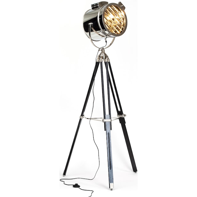 Brilliant Stehlampe »CINE«, 1 flammig-flammig, dreibeinig schwarz/chrom,  E27 max. 60W, Metall/Glas, höhenverstellbar kaufen