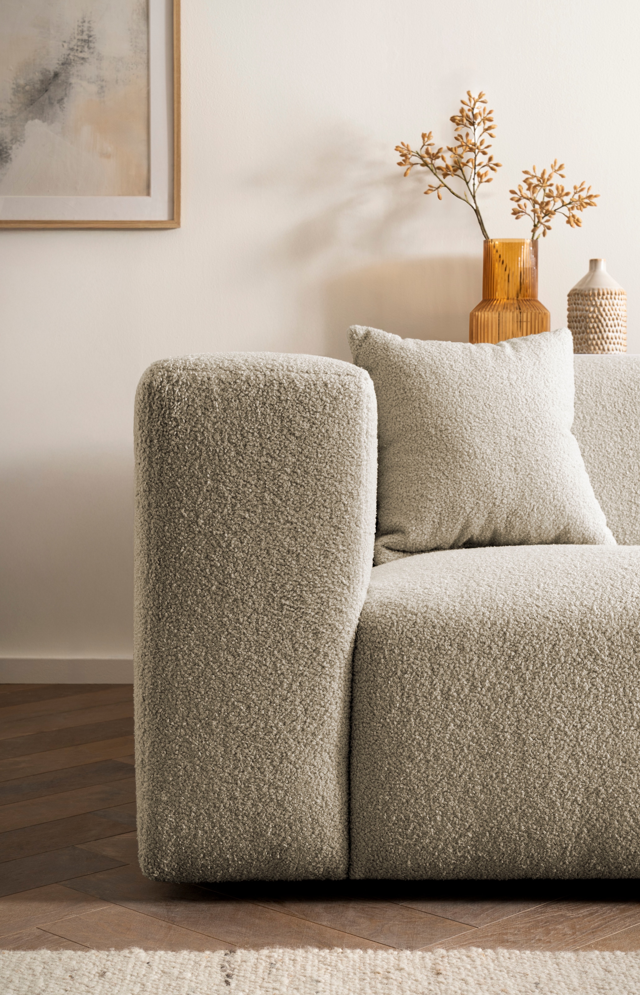 andas 3-Sitzer »BAKELS, Couch in Cord oder Boucle-Stoff, Sofa im modernen Design«, bequemer Sitzkomfort,in 2 Stoffen und 8 Farben lieferbar