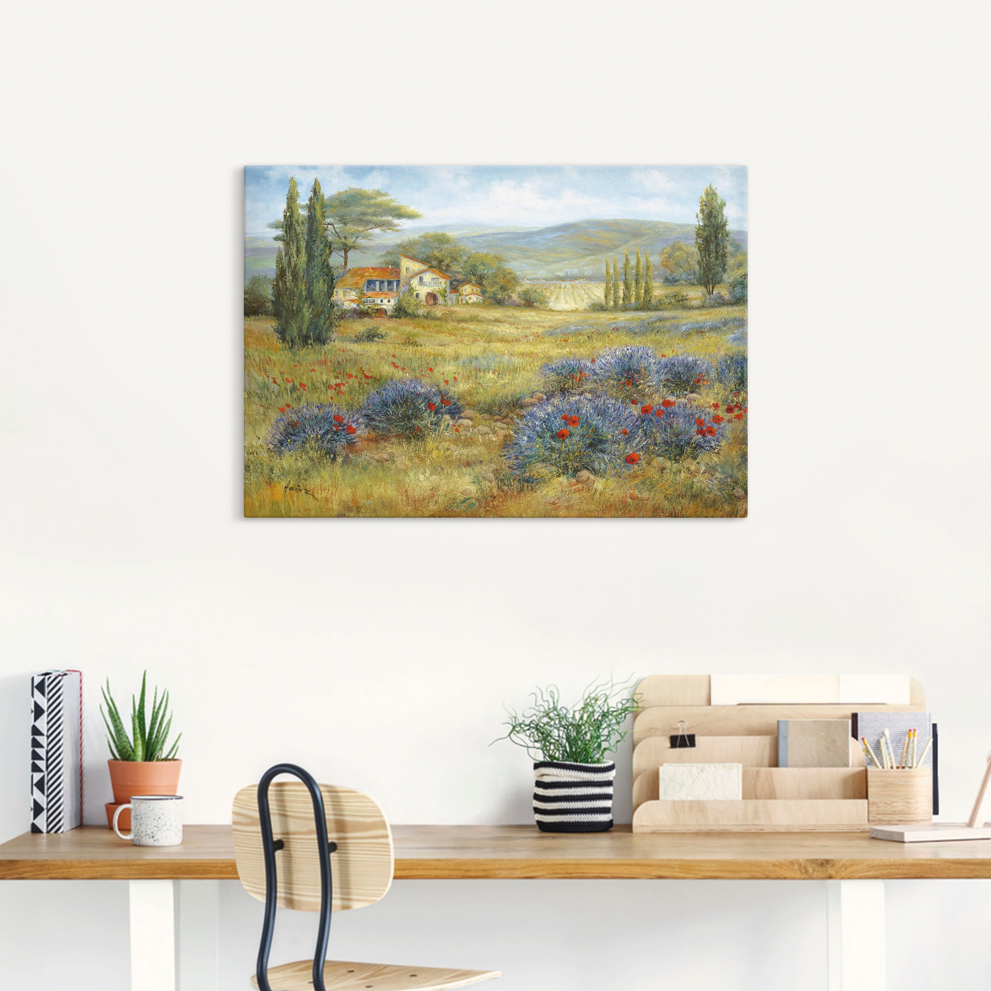 Artland Leinwandbild "Provence Lavendelwiese" Bilder von Europa 1 Stk. tlg. auf Holzrahmen gespannt