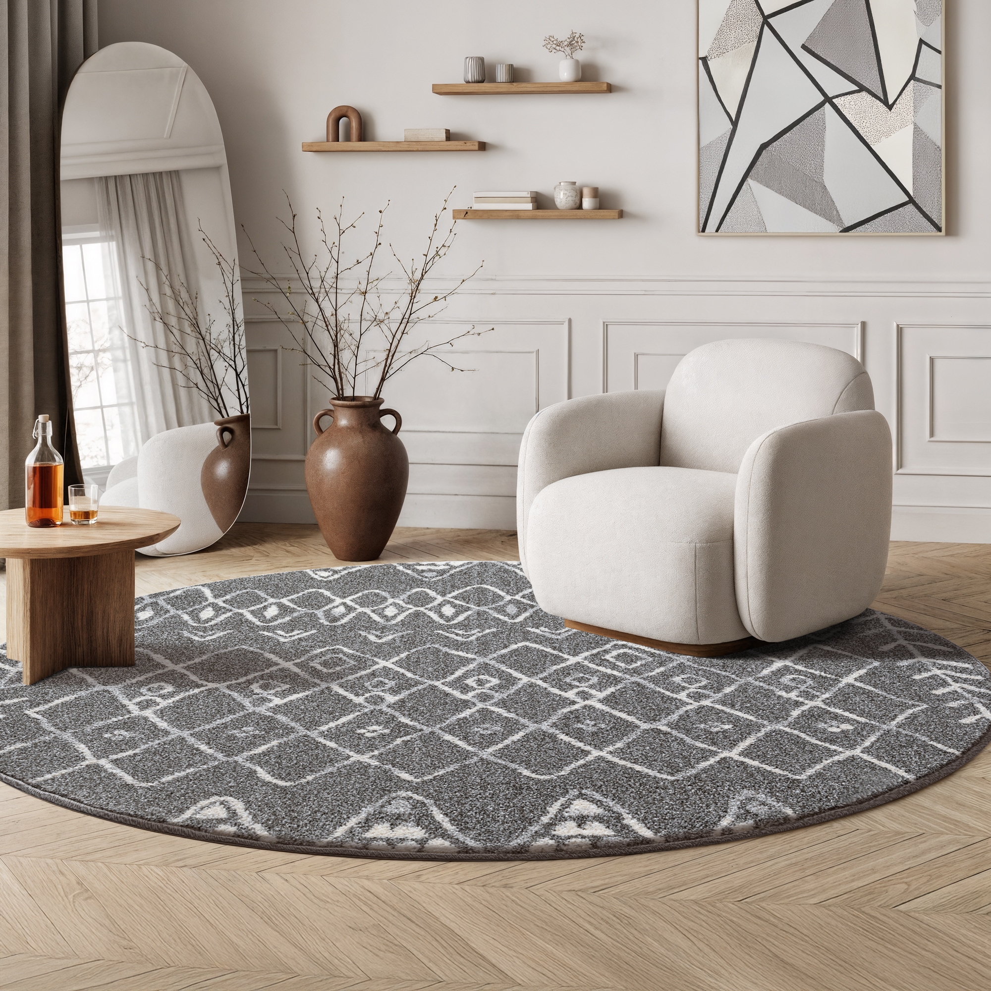 Sanat Teppich »Boho 8200  , auch als Läufer und in Rund« rund 10 mm Höhe Kurzflor, robust, Boho, Scandic, für Fussbodenheizung geeignet
