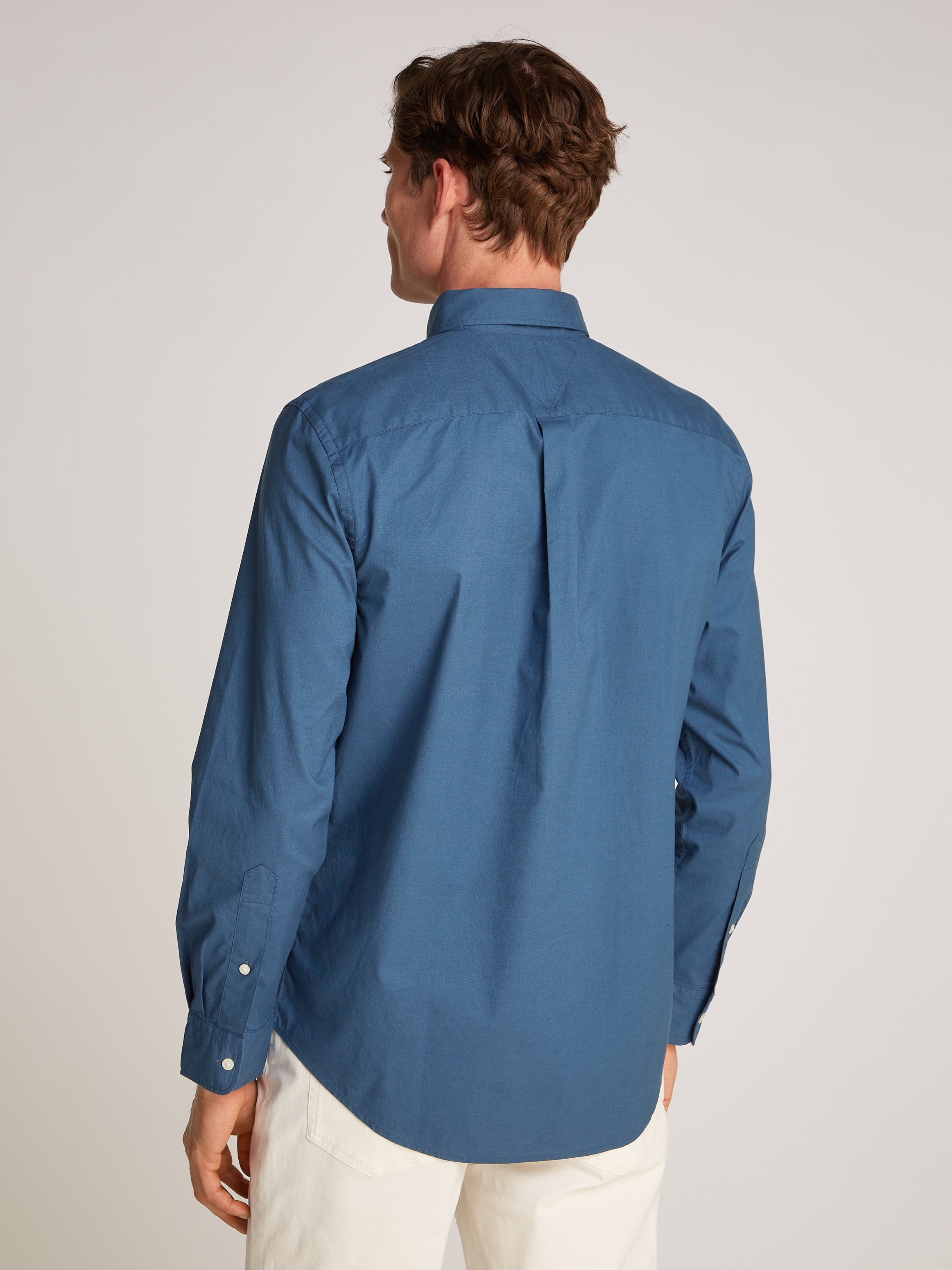 Tommy Hilfiger Businesshemd »FLEX POPLIN SOLID RF SHIRT mit Button-down und Rückenfalte«, unifarben, klassisch, regular fit, Baumwolle, Kragen