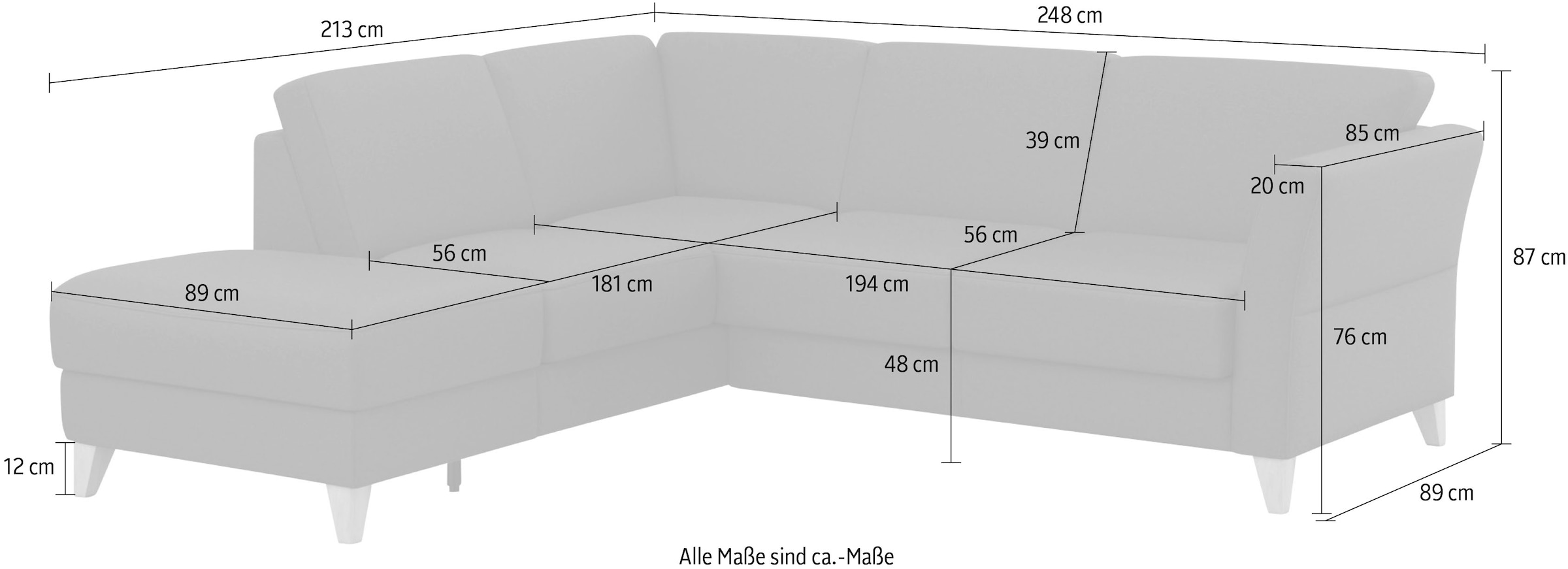 sit&more Ecksofa »Visby L-Form«, Wahlweise mit Bettfunktion und Stauraum, frei im Raum stellbar