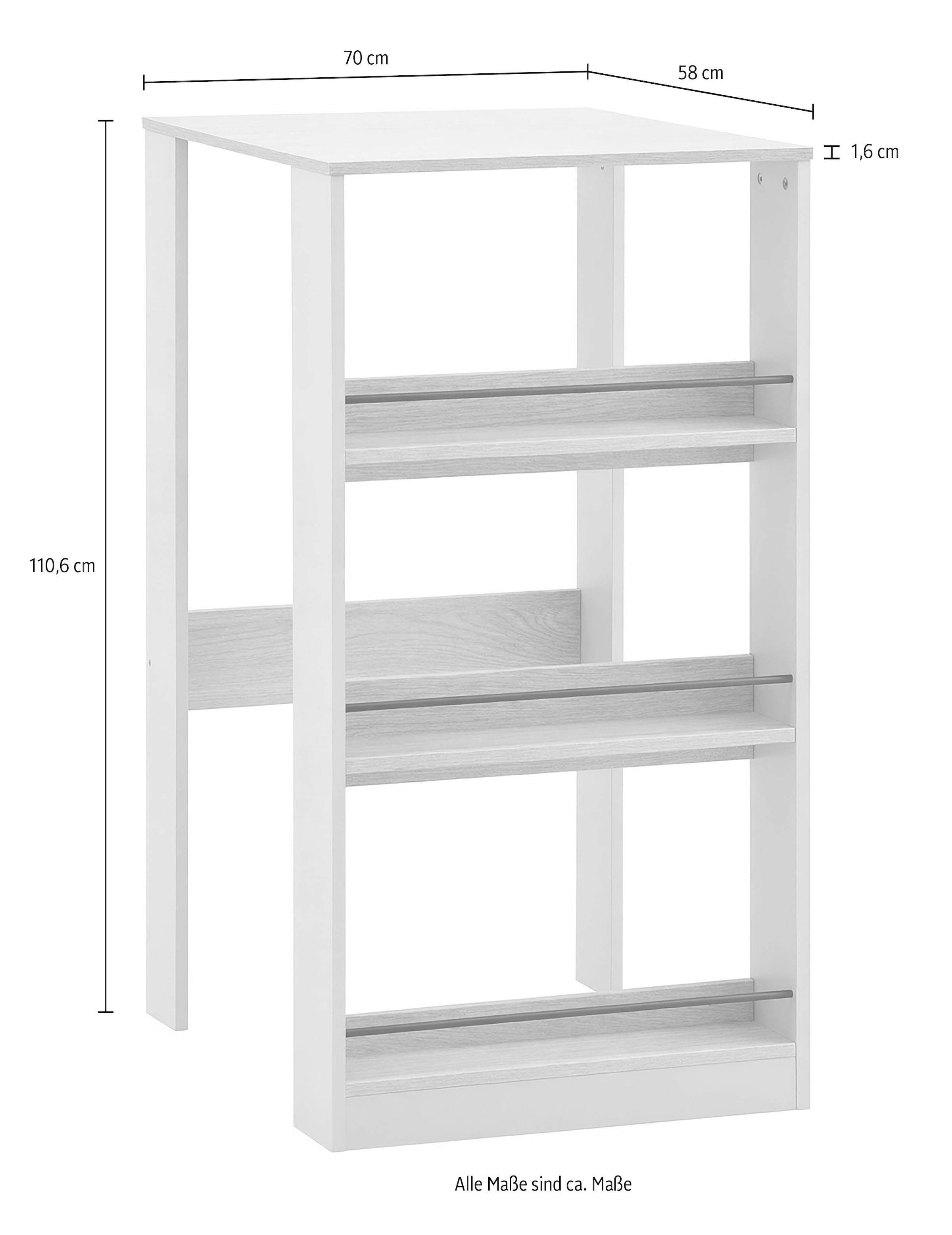 KOCHSTATION Table de cuisine »KS-Kolari« 1 cuis tlg. Breite 58 cm, mit 3 offenen Fächern