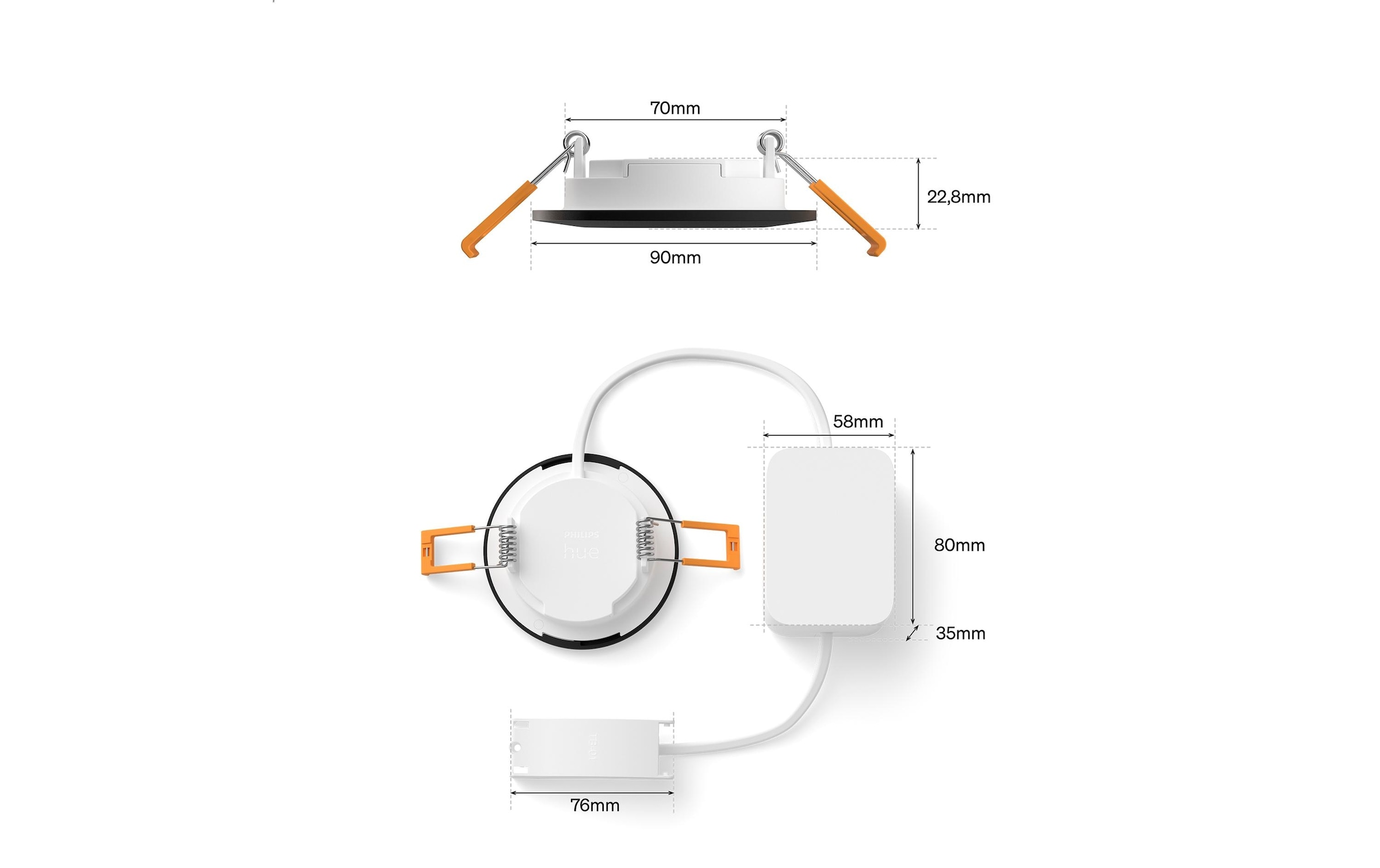 Philips Hue Spot de plafond »Philips Hue Deckenleuchte WCA Slim Recessed LED Spot S 3er« RVB | blanc chaud - blanc froid