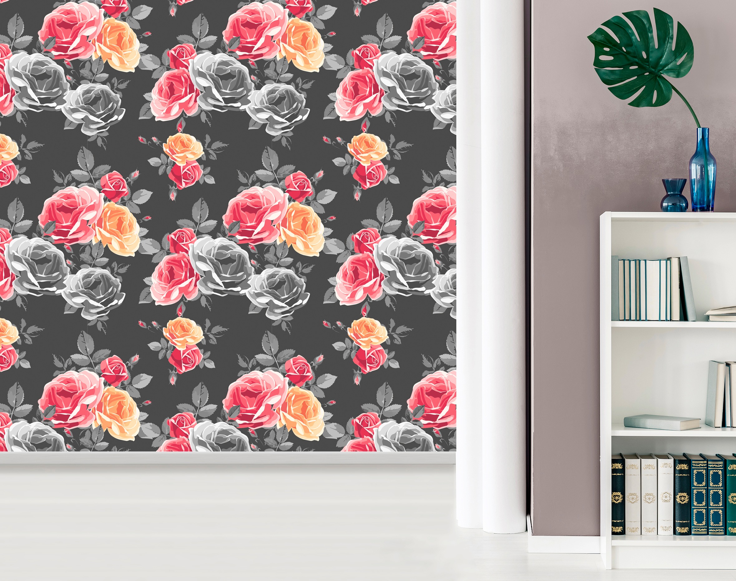 queence Vinyltapete »Phoenix«, bedruckt-Motiv-botanisch-floral-gemustert-natürlich, 90x250cm, selbstklebend, kinderleichte Anbringung, Sticker