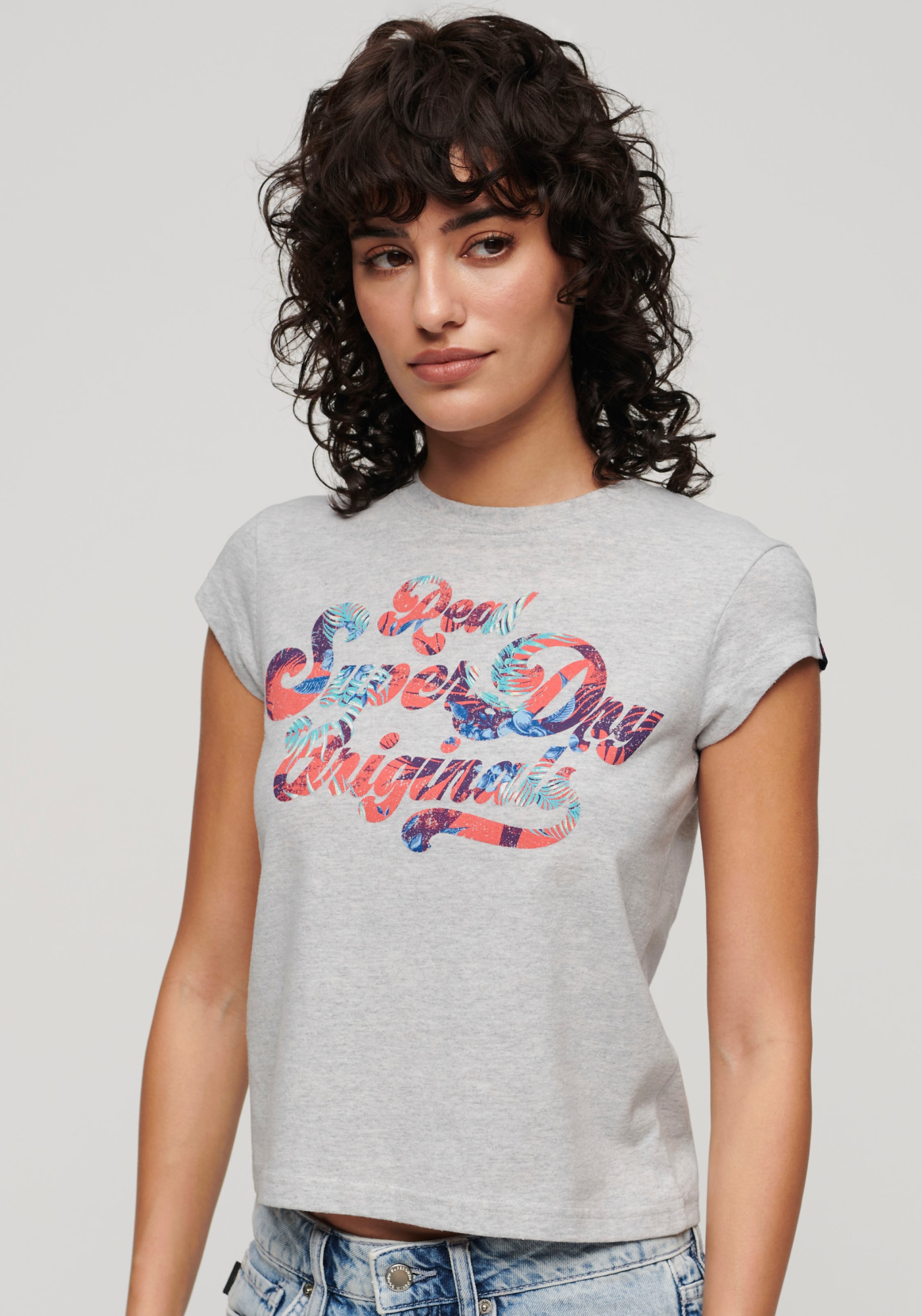 Superdry Print-Shirt »FLORAL SCRIPTED CAP SLV TEE«