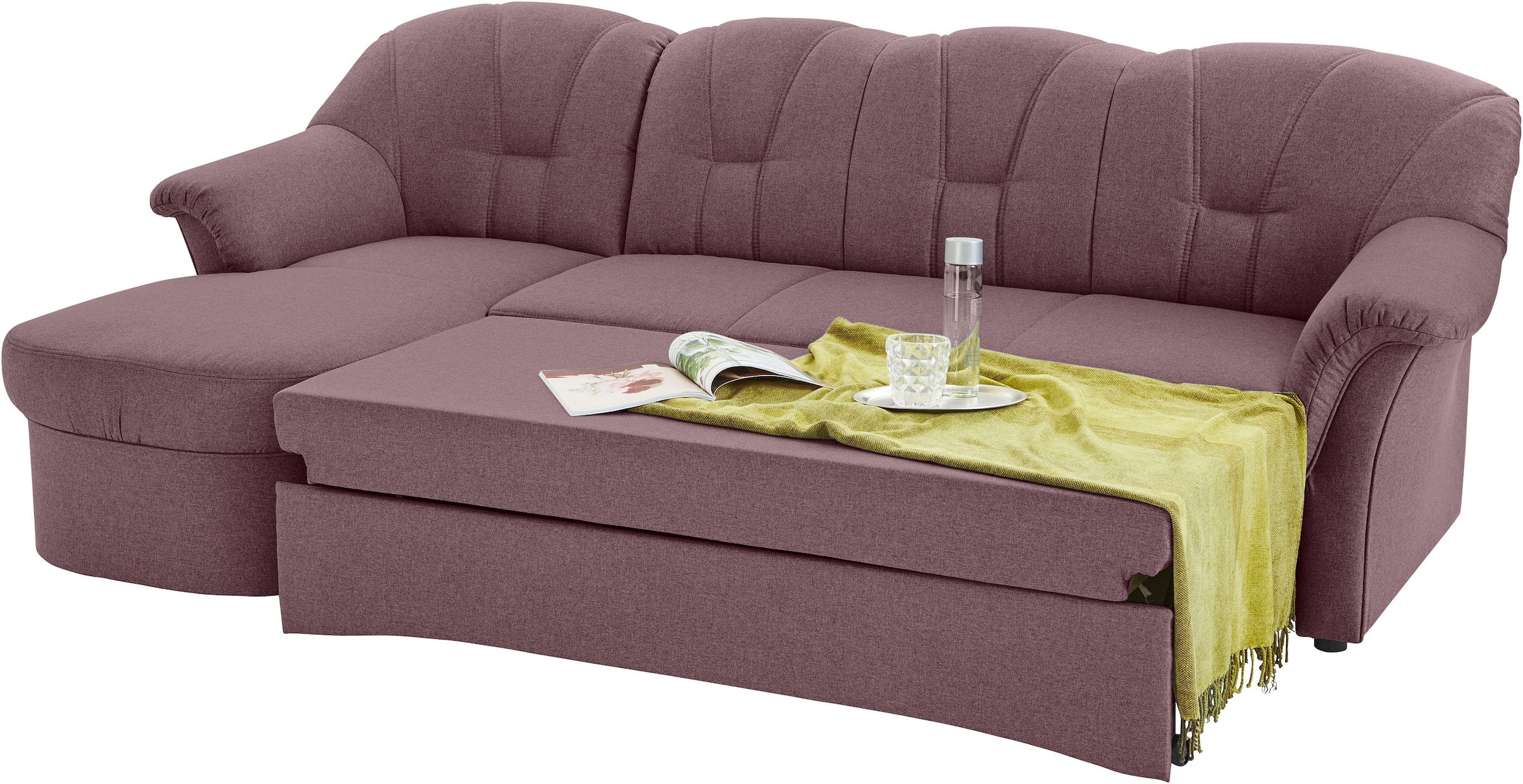 DOMO collection Ecksofa Papenburg L-Form, in grosser Farbvielfalt, wahlweise mit Bettfunktion