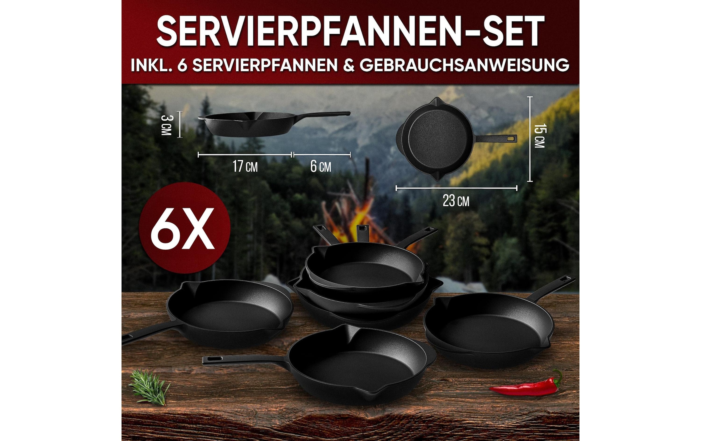   Bratpfanne »Gusskoenig Mini 6er Set« Gusseisen;Gas;Glaskeramik-Kochfeld;Induktion 6 Stk. tlg.