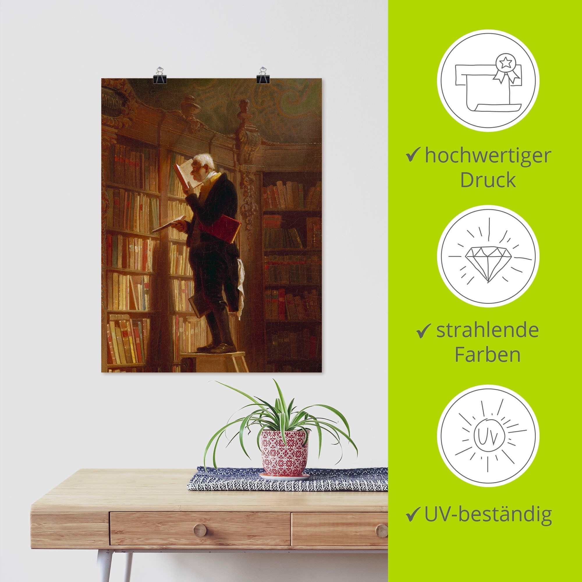 Artland Wandbild »Der Bücherwurm (Detail). Um 1850« Mann 1 Stk. tlg. als Leinwandbild, Poster in verschied. Grössen