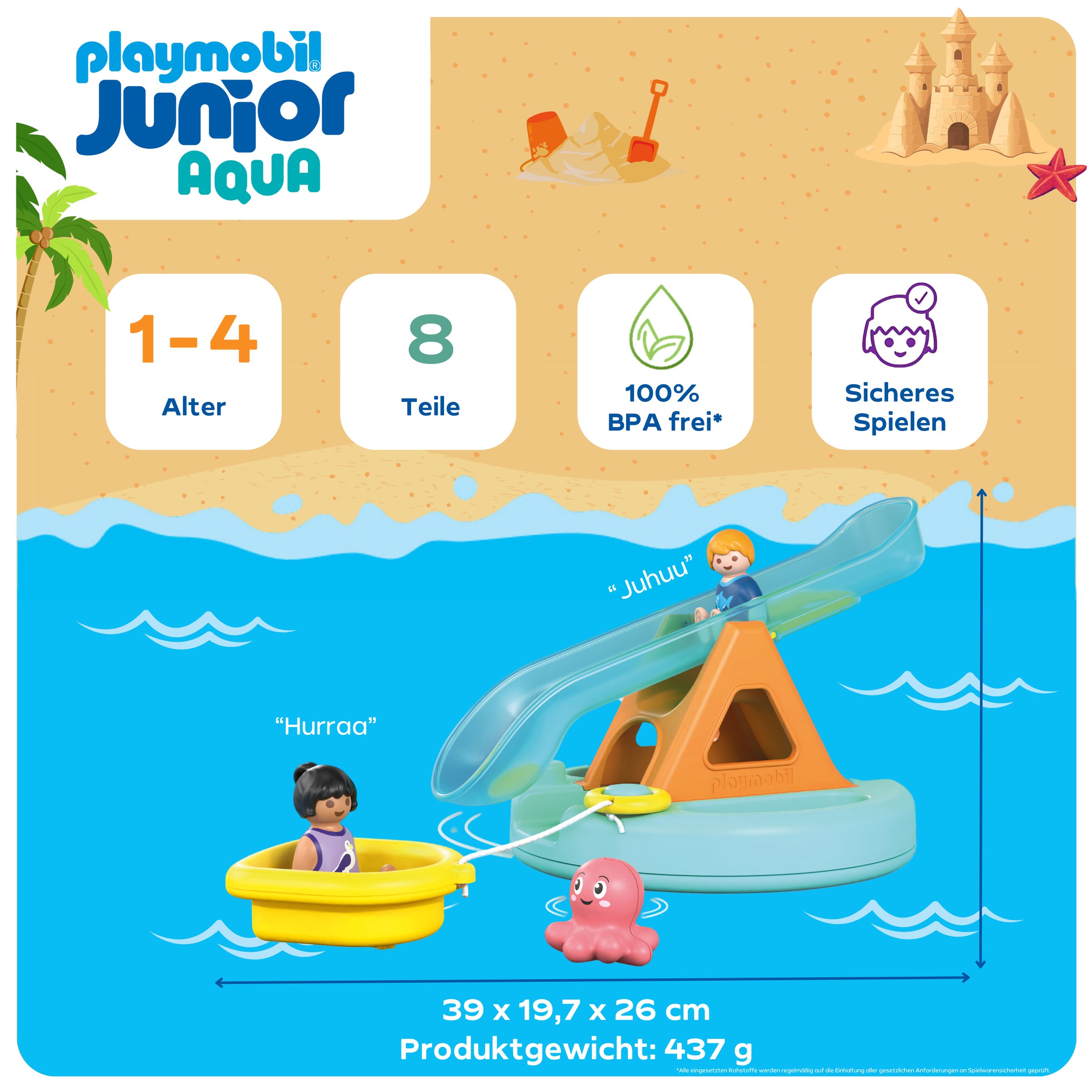 Playmobil® Konstruktions-Spielset »Badeinsel mit Wasserrutsche (71687), JUNIOR« Made in Europe