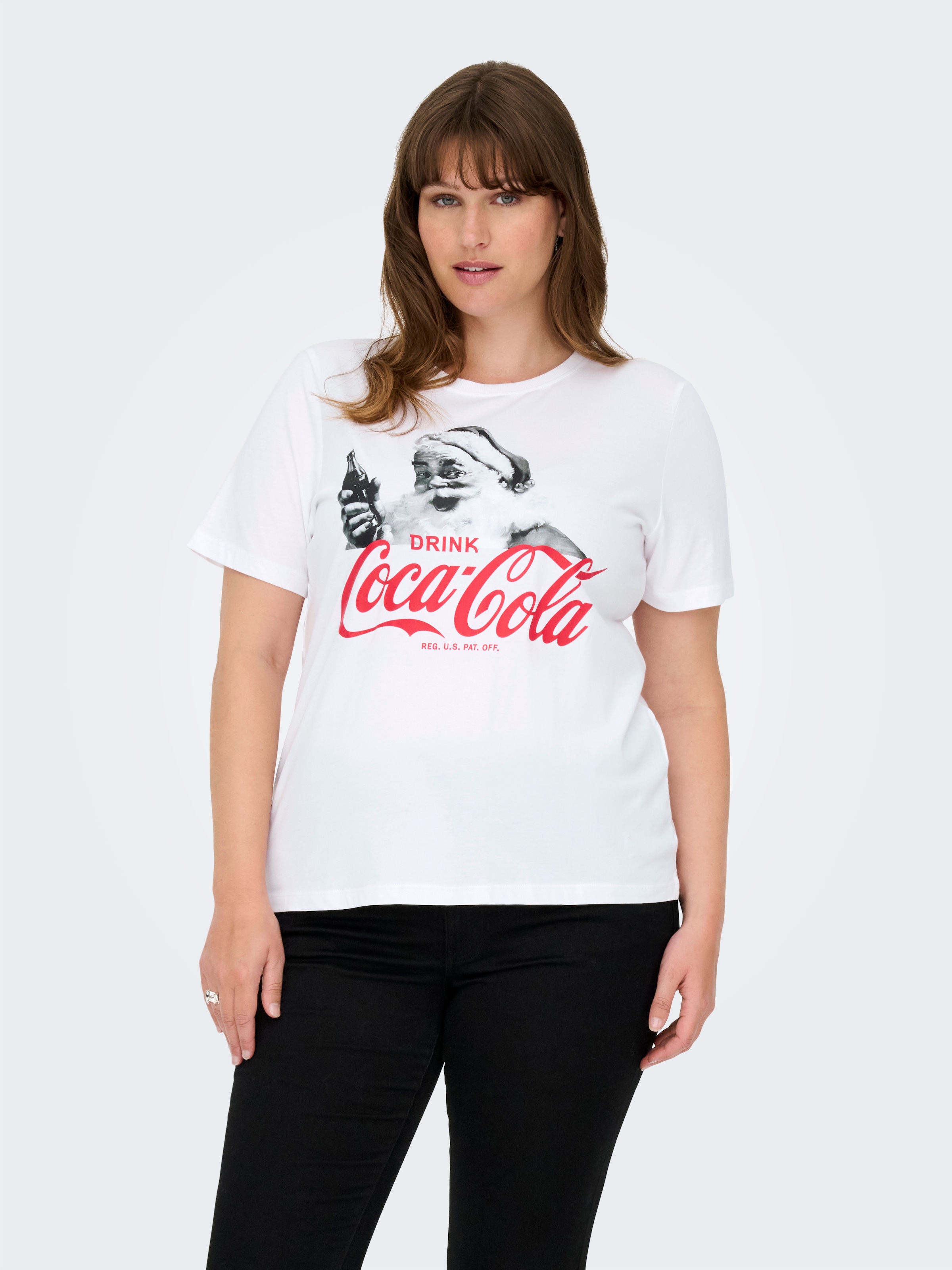 Image of ONLY CARMAKOMA Kurzarmshirt "CARCOCA COLA XMAS LIFE S/S TOP JRS"
