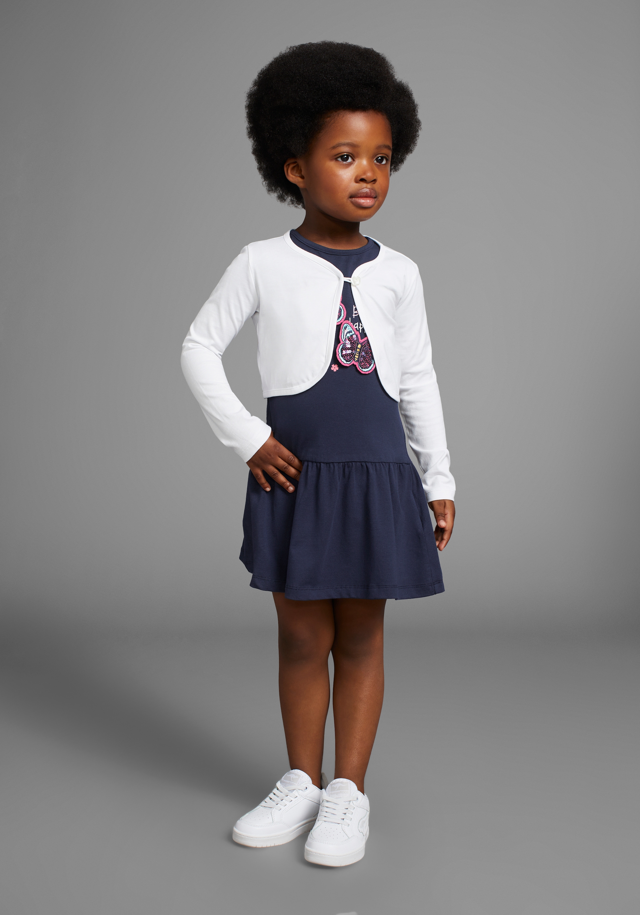 Image of KIDSWORLD Bolero, Kleid & Leggings "2tlg. Set : Kleid mit Bolero-Jacke" Set, 2, 2 Outfit für kleine Mädchen