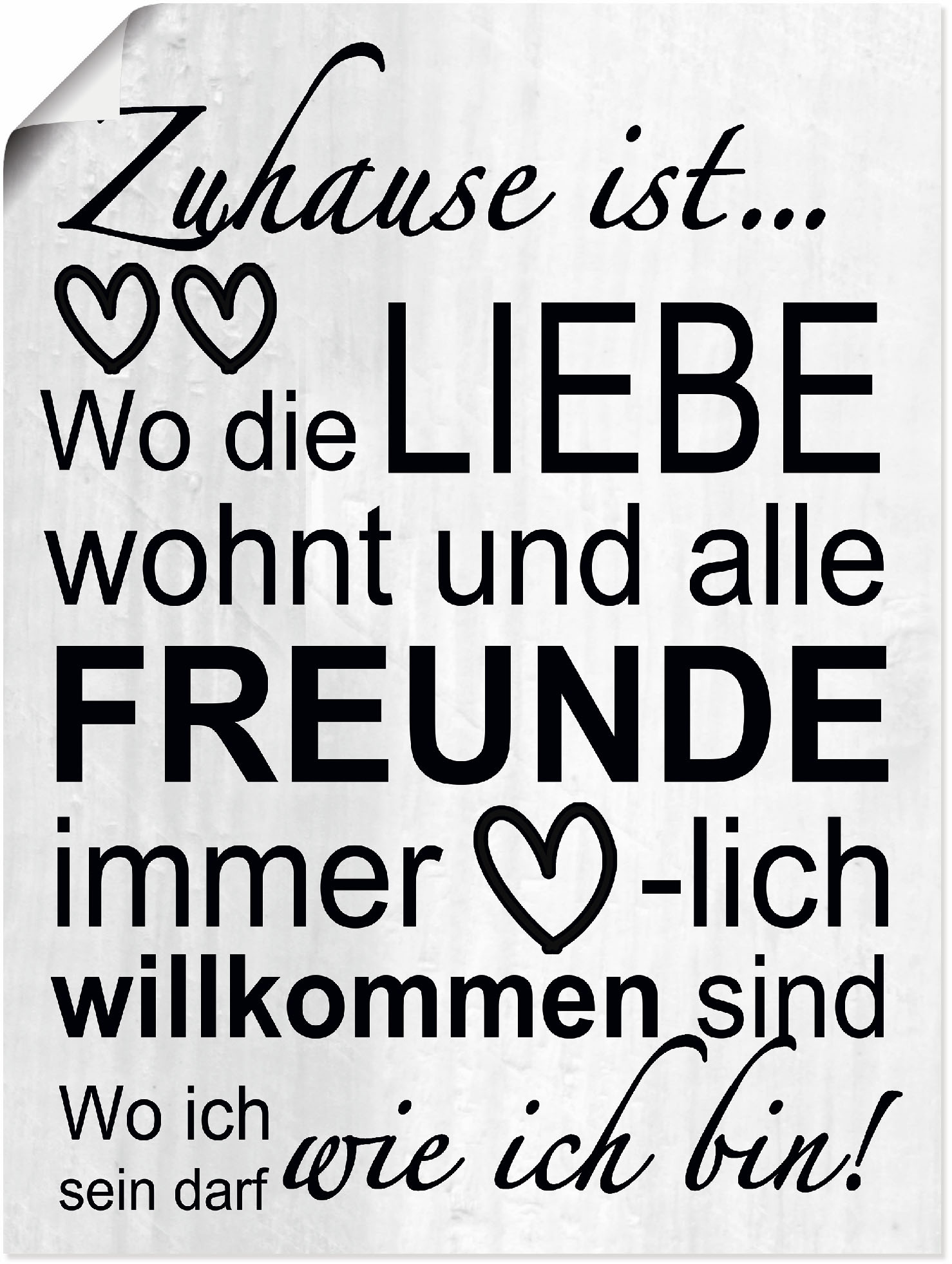 Image of Artland "Wo die Liebe wohnt" Sprüche & Texte 1 Stk. tlg. als Leinwandbild, Poster in verschied. Grössen