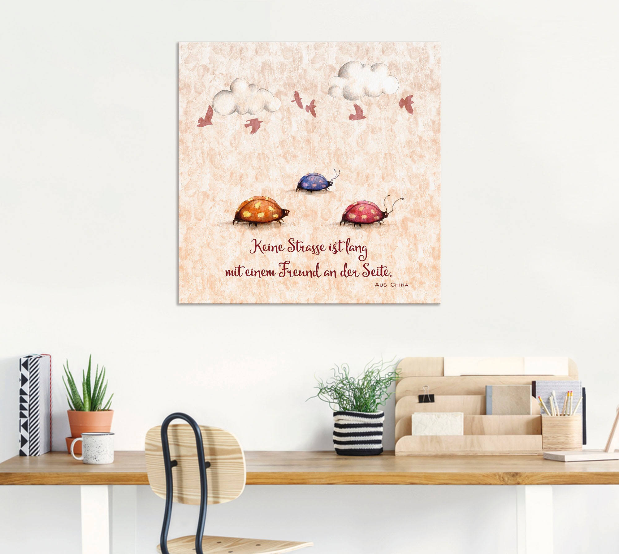 Artland Fresque murale »Lebensweisheit Freunde« Animaux 1 cuis tlg. en image aluminium, image sur toile, poster en différentes tailles