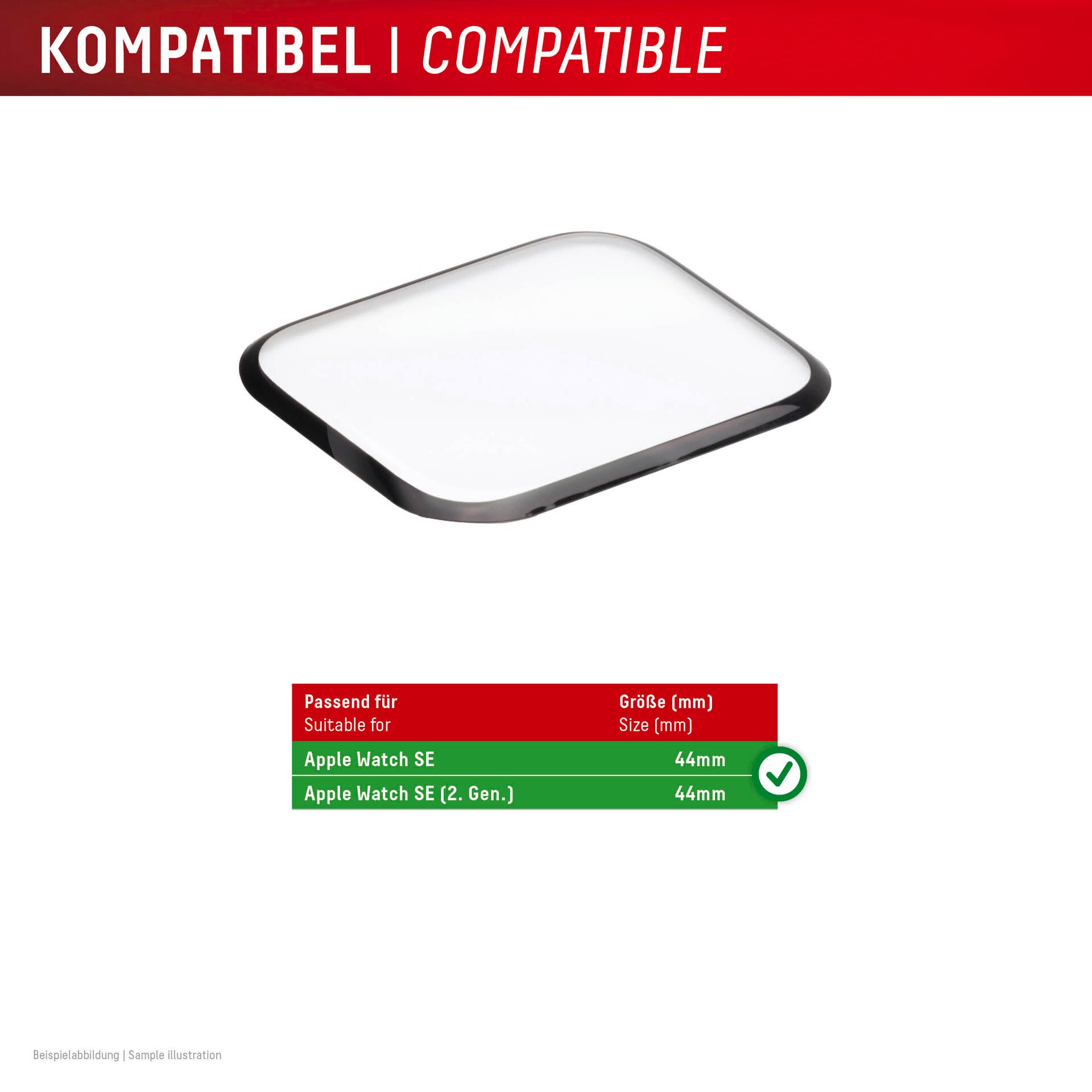 Displex Displayschutzglas »Smartwatch Glass Unbreakable Protector Full Cover«, für Apple Watch SE(2) 44 mm, (Packung, 2x Acrylglas Protector), Displayschutzfolie, Schutzfolie, Bildschirmschutz, kratz- & stossfest