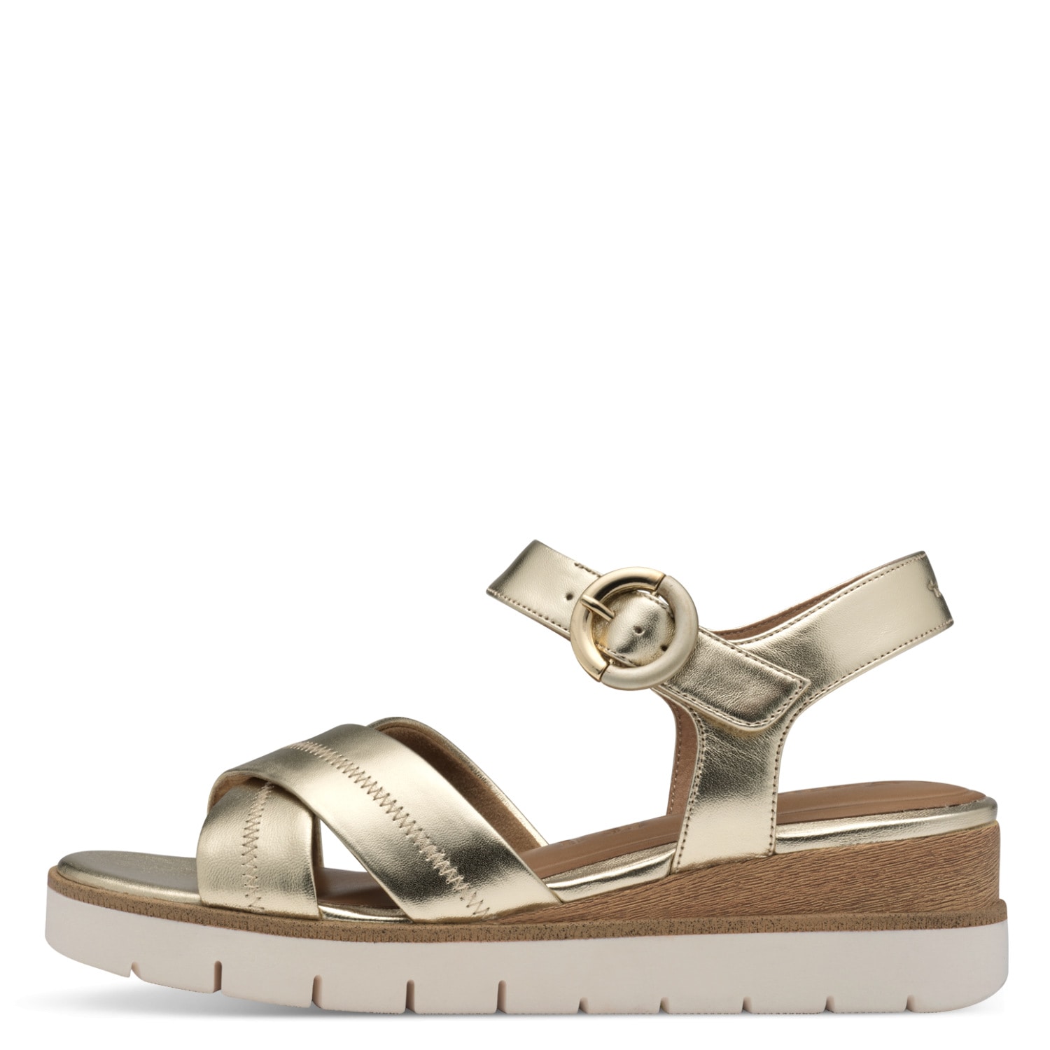 Tamaris Sandales compensées  chaussure d'été, sandale à brides avec surpiqûres décoratives