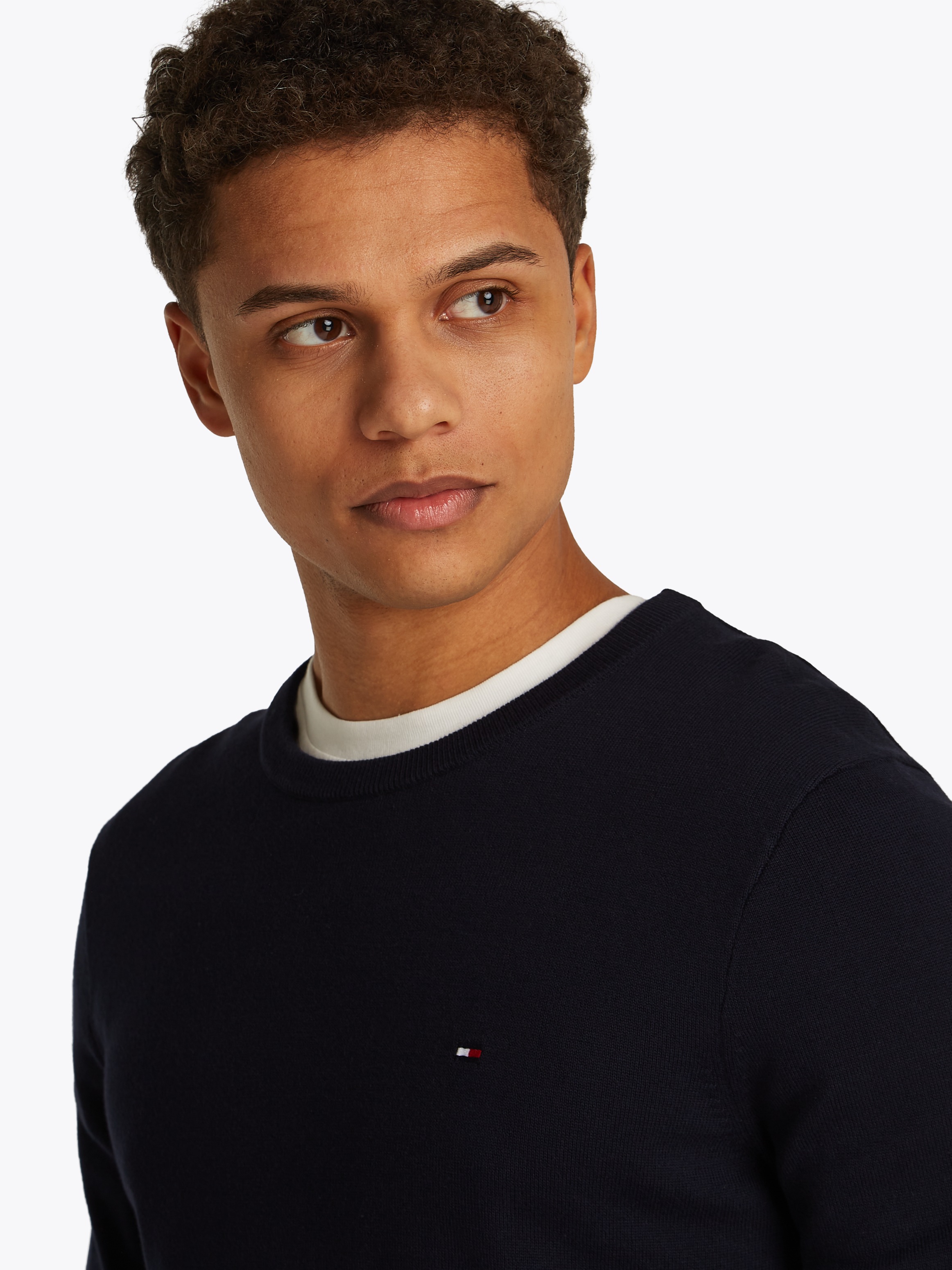 Tommy Hilfiger Rundhalspullover »ESSENTIAL COTTON CREW NECK«, 100% Baumwolle Crewneck Regular Fit Premium Mode