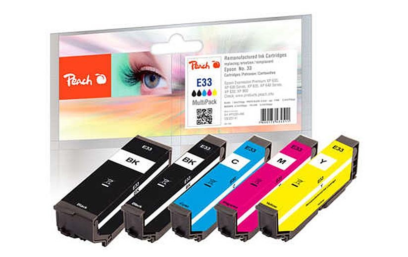Peach Tintenpatrone »Epson No. 33 / T3377 BK, PBK, C, M, Y«, (5 St.)
